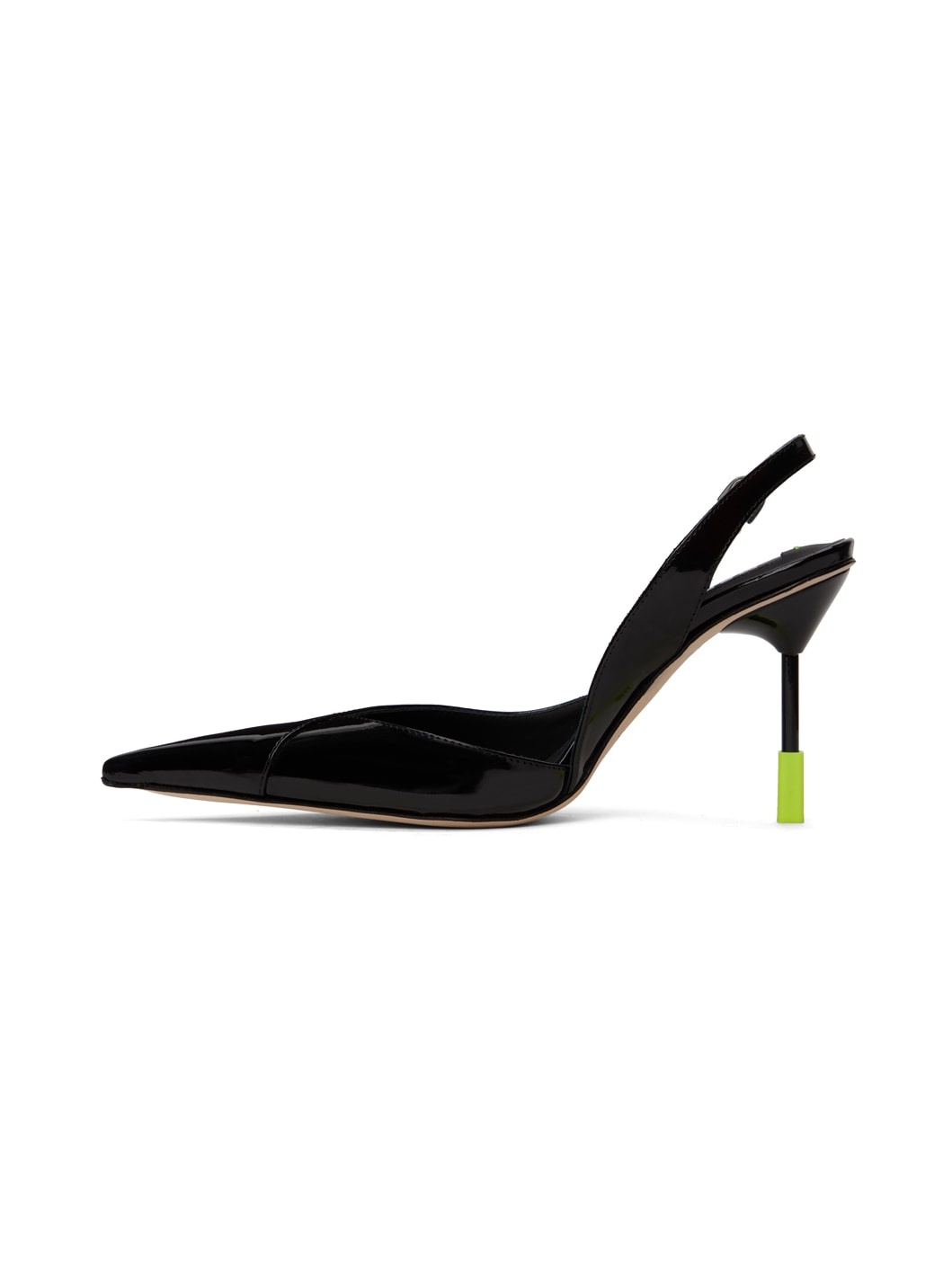 Black Pointed Sling Back Heels - 3