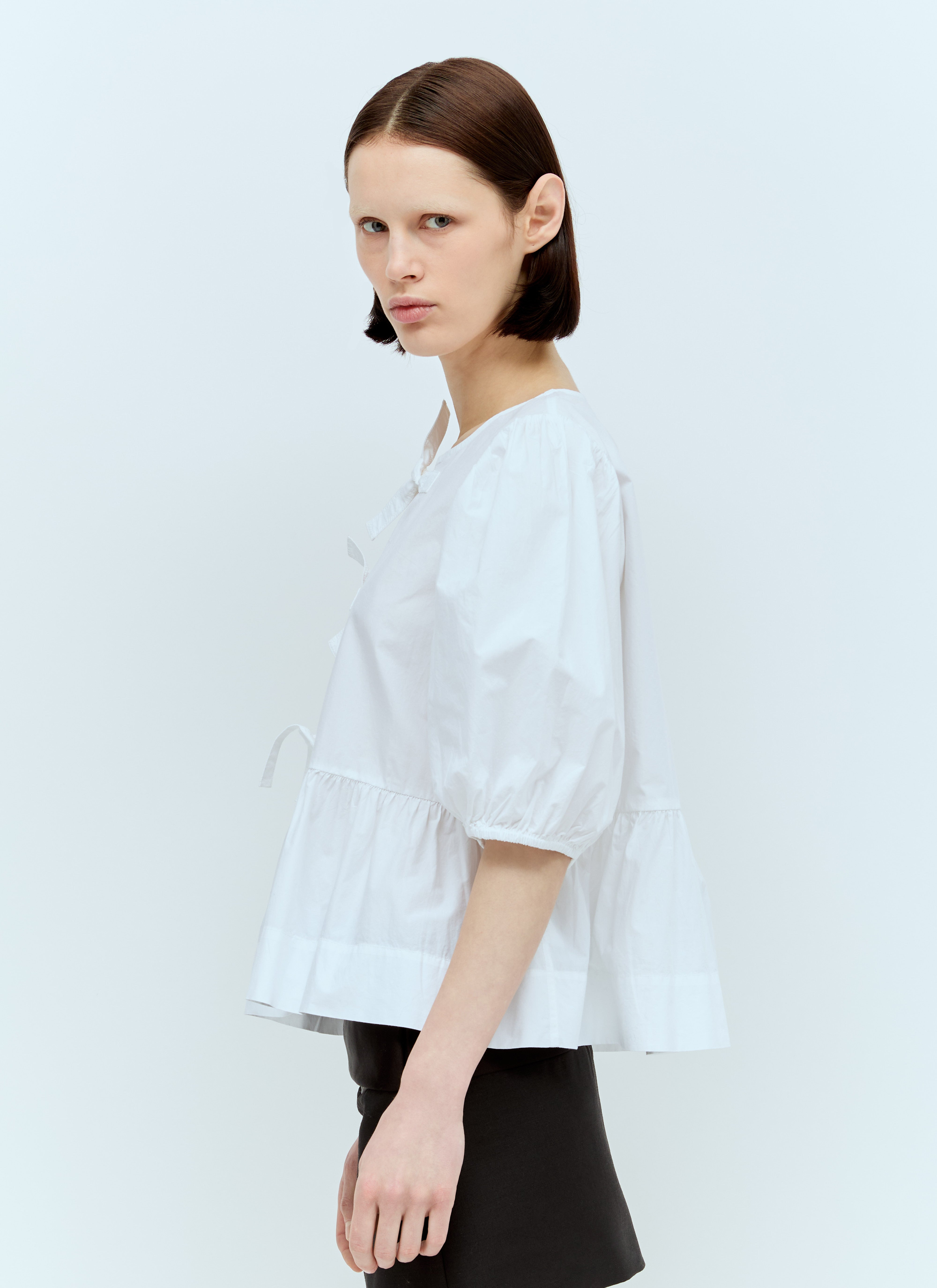 Ganni Women Cotton Poplin Peplum Blouse - 6