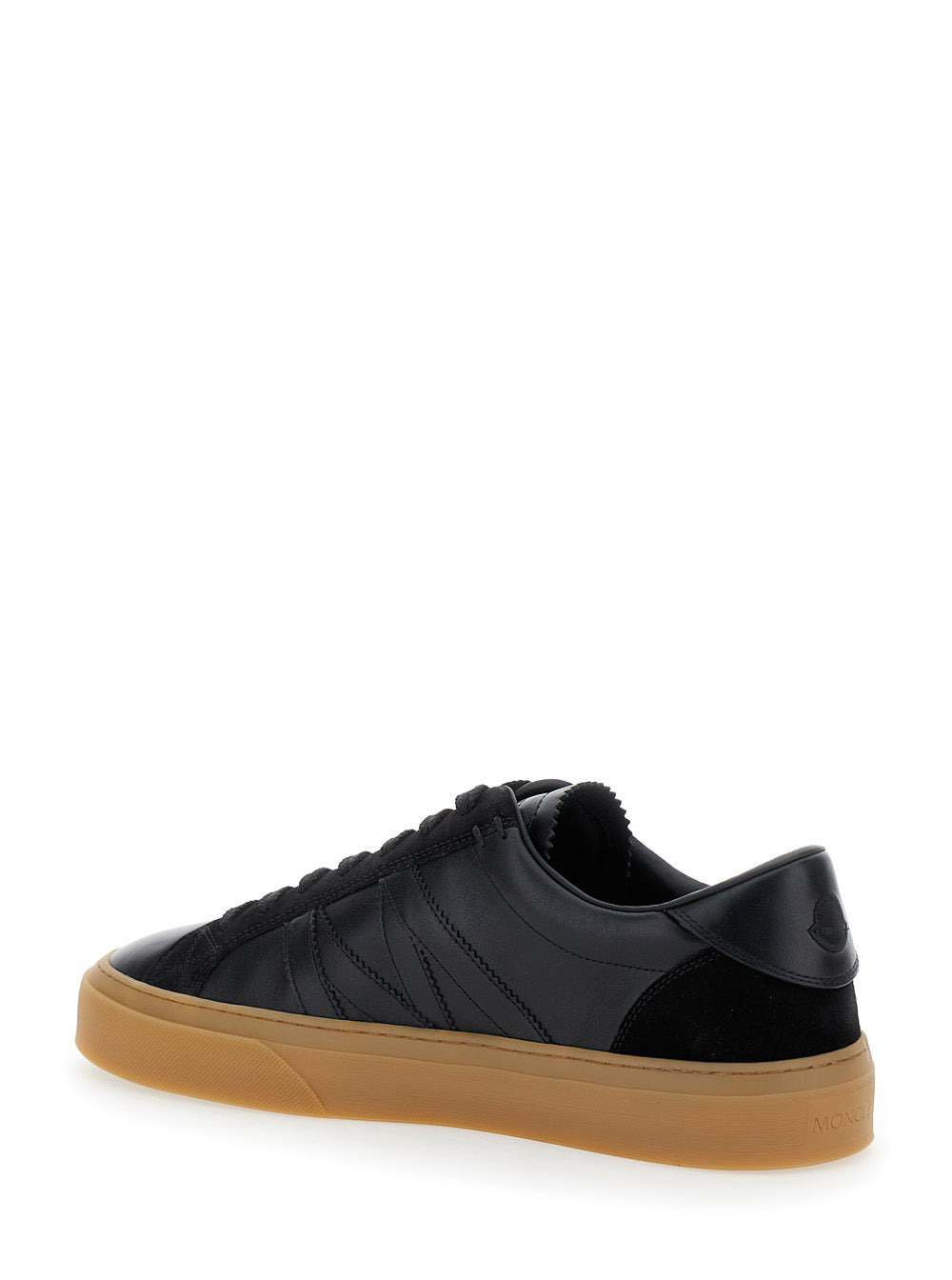 Moncler Men 'Monaco' Black Low Top Sneakers With Tonal Laces In Leather And Suede Man - 3
