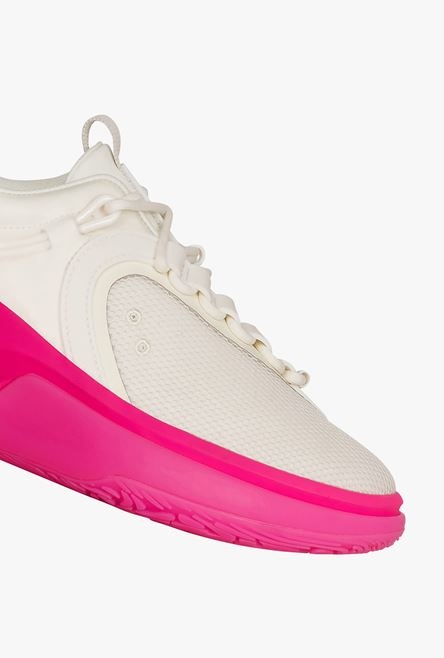 White and neon pink gummy leather and mesh B-Runner sneakers - 6