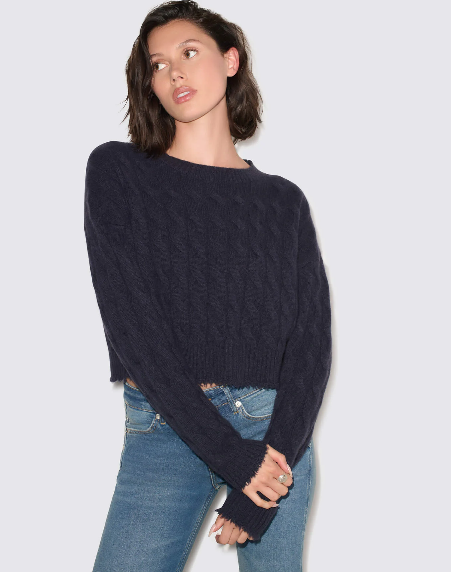 Rowe Cashmere Pullover - Navy - 1
