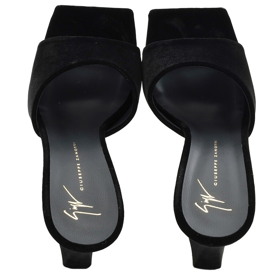 Giuseppe Zanotti Black Solhene Velvet-Effect Mules - 4