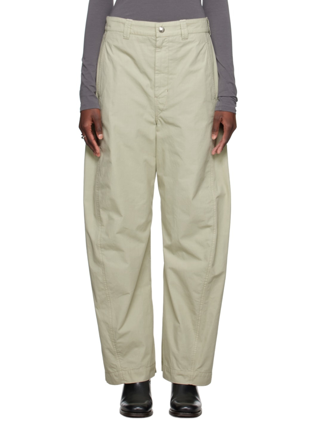 Green Twisted Chino Trousers - 1