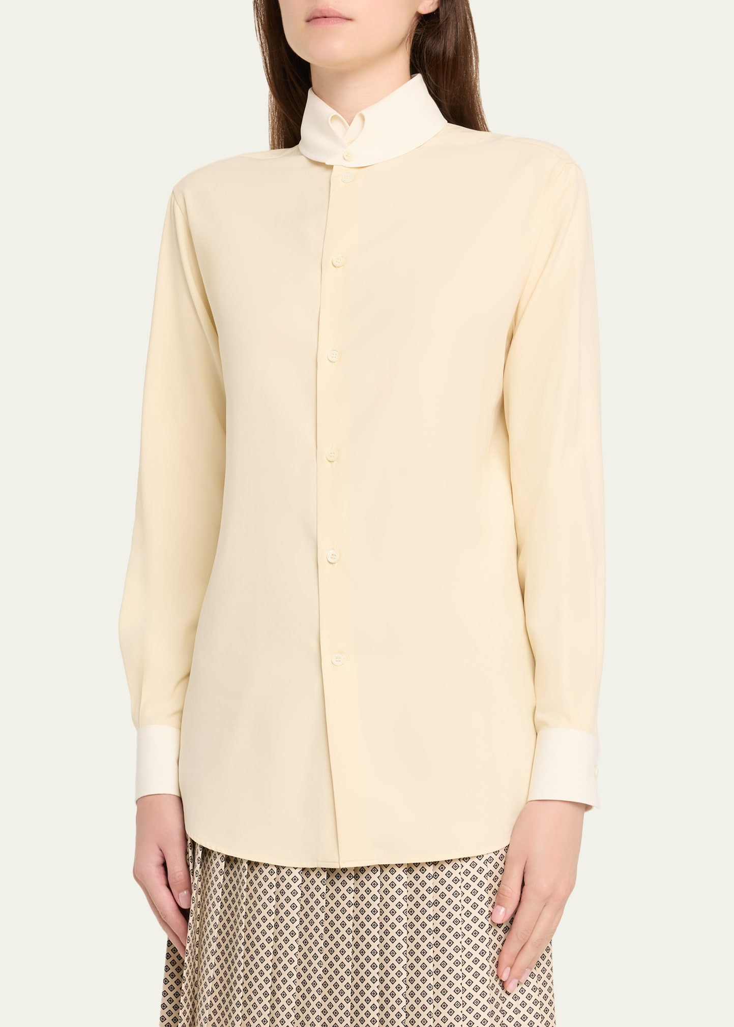 Thea Dylan-Collar Silk Shirt - 4