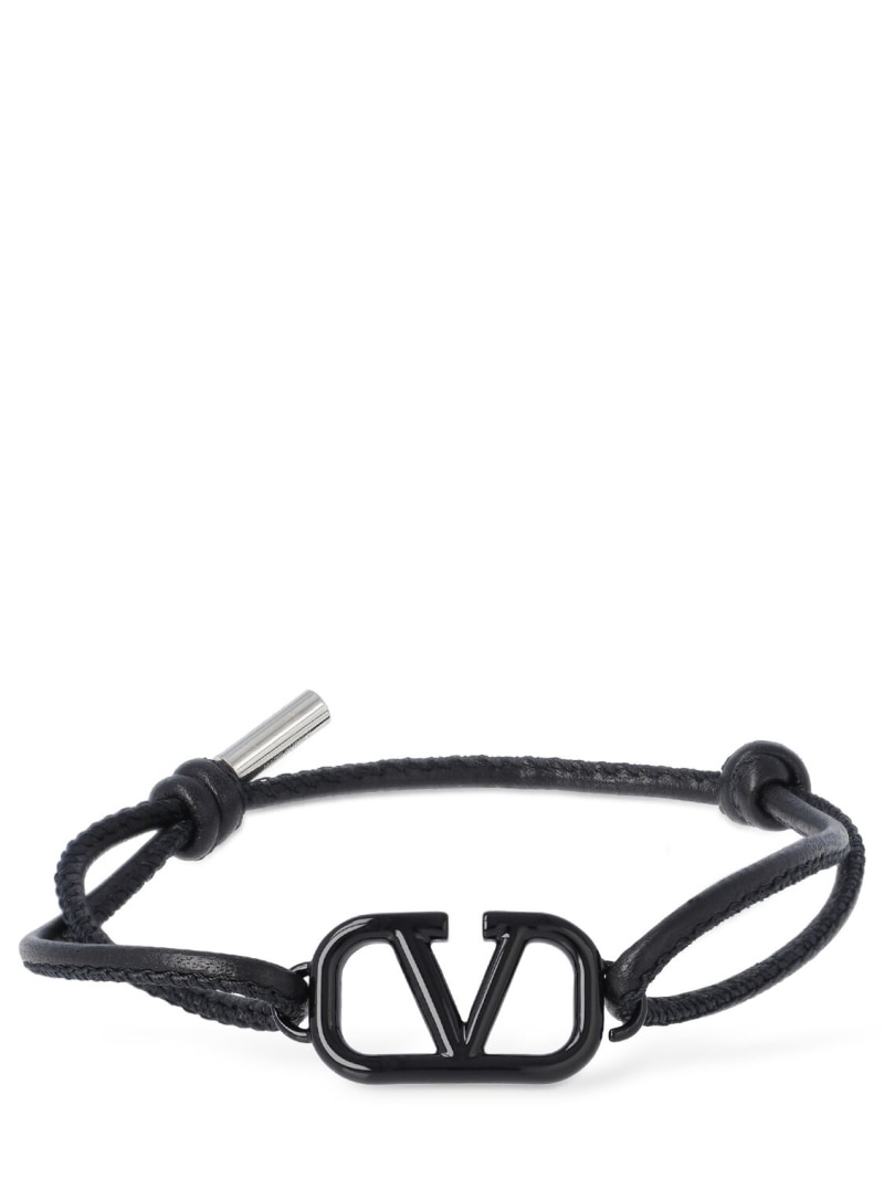 V Logo leather sliding bracelet - 1