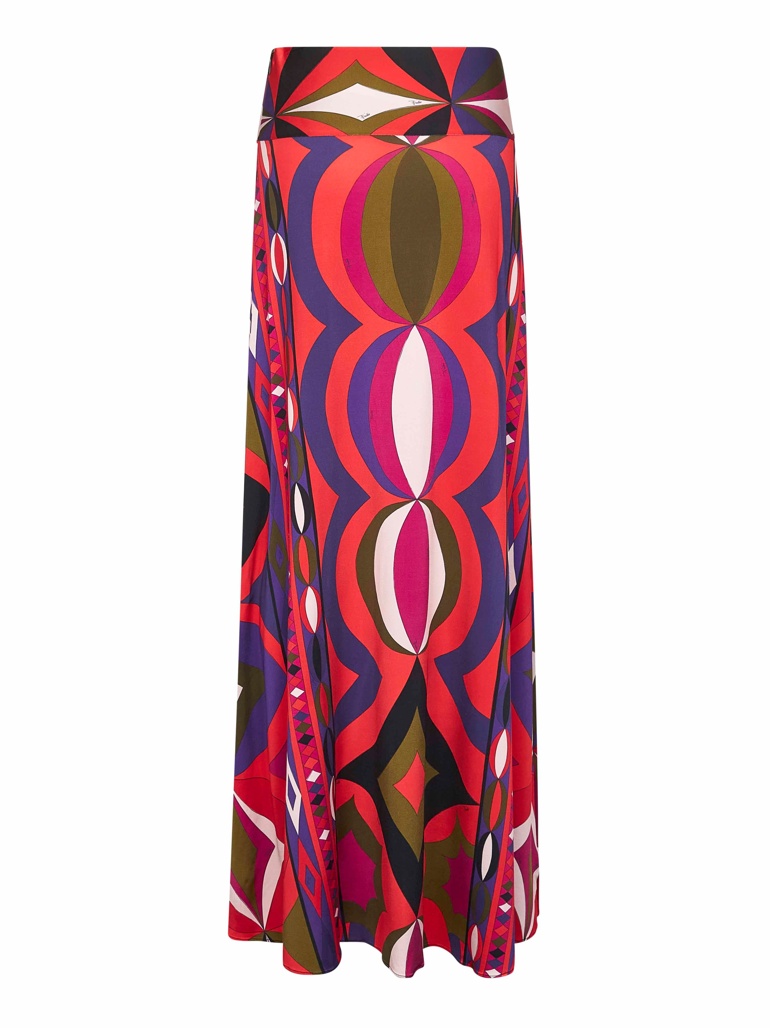 Printed stretch viscose long skirt - 2