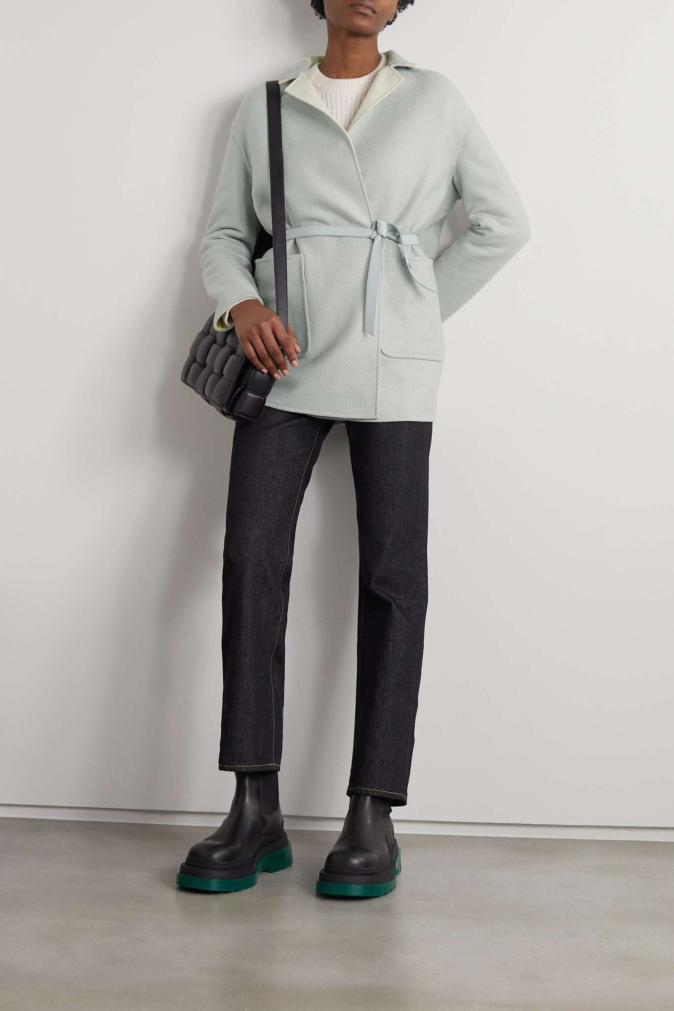 Jimi reversible belted leather and cashmere-twill jacket - 2