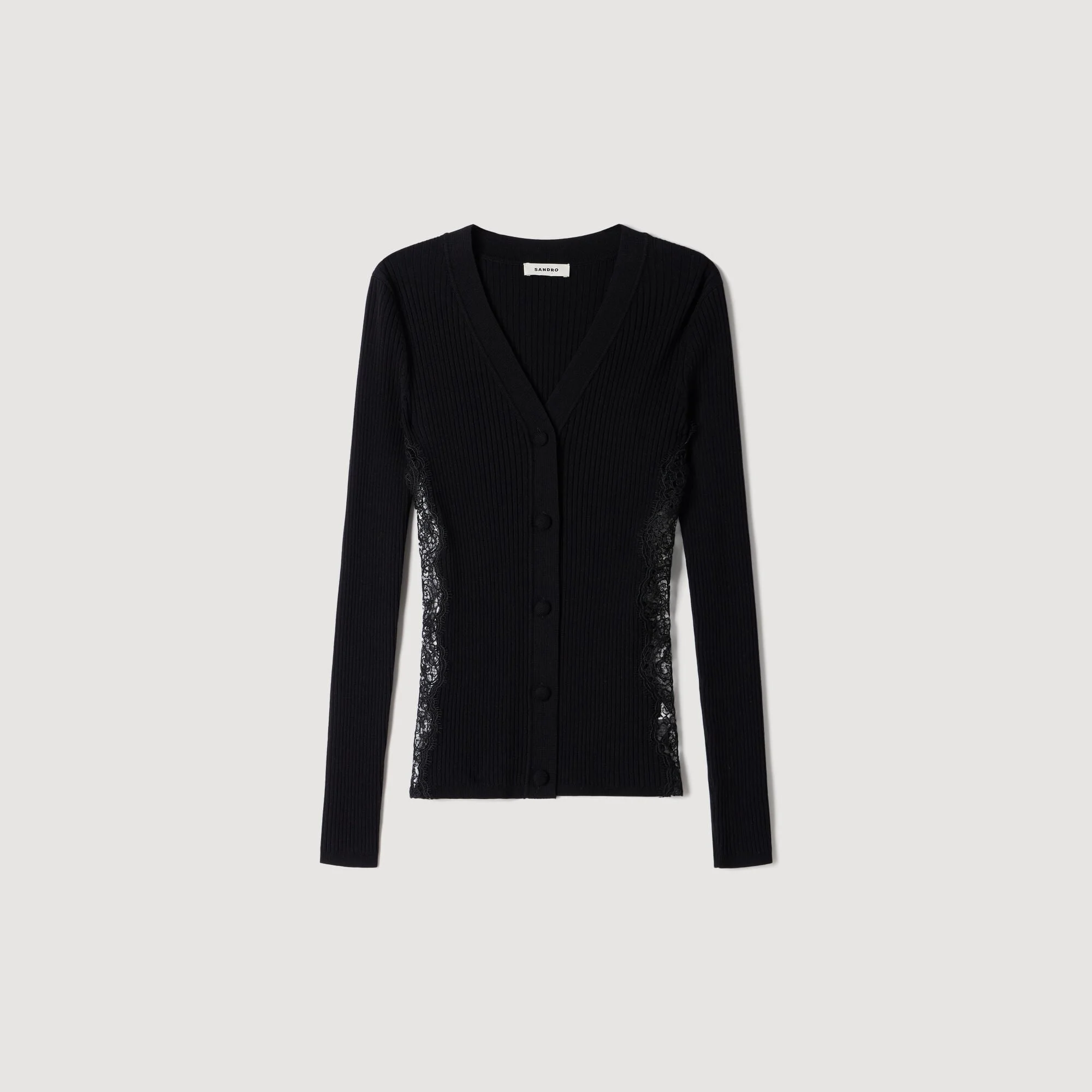 CARDIGAN WITH LACE PANEL - 1