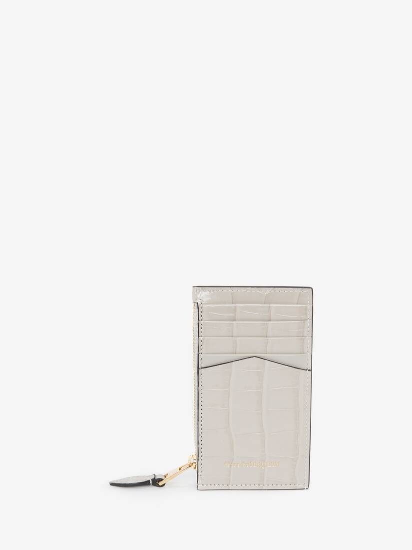 Skull Zip Card Holder in Grey - 3