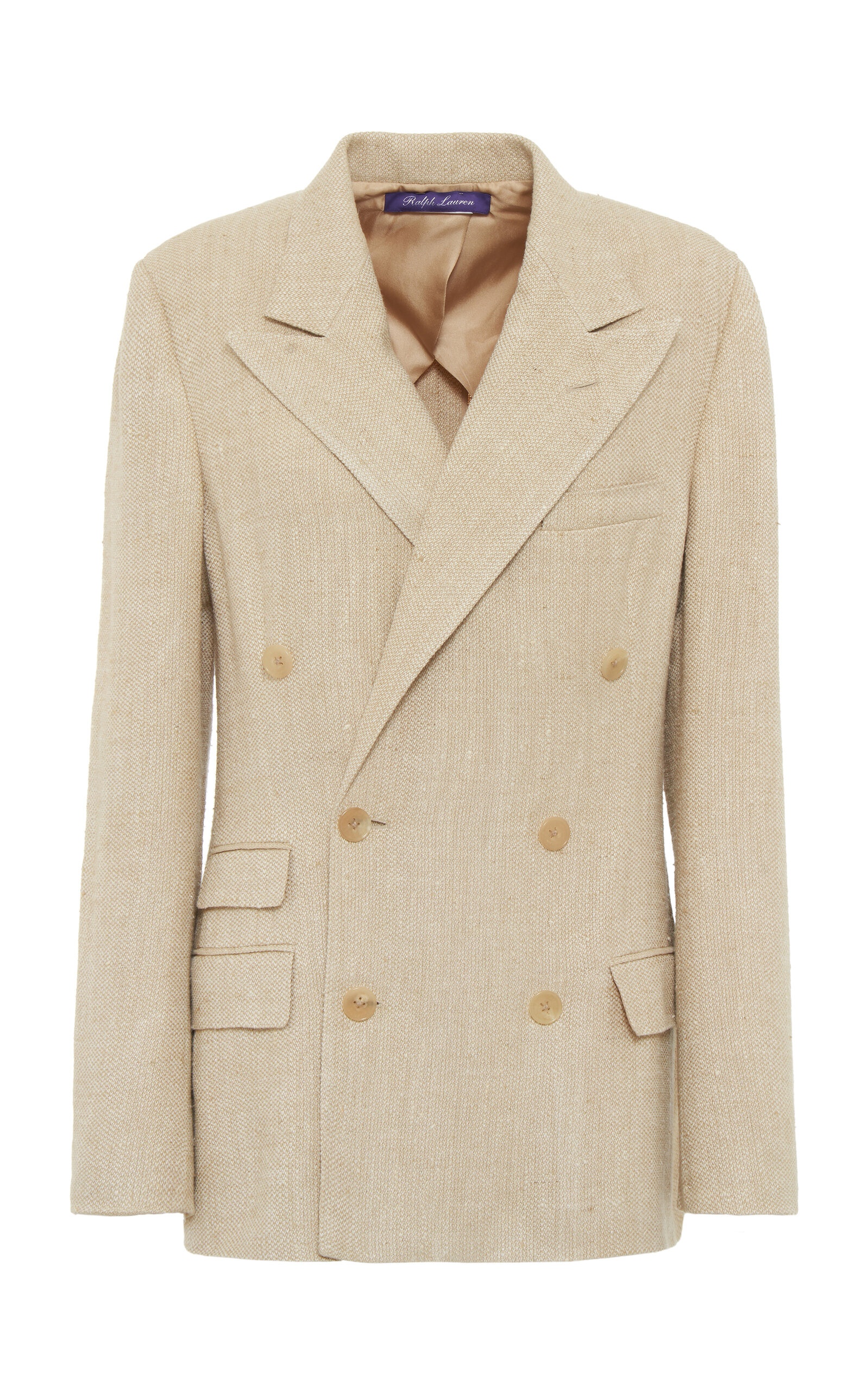 Vannesa Textured Linen Blazer tan - 1