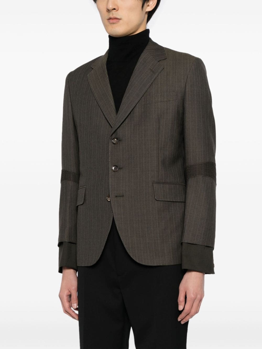 notched-lapels wool blazer - 3