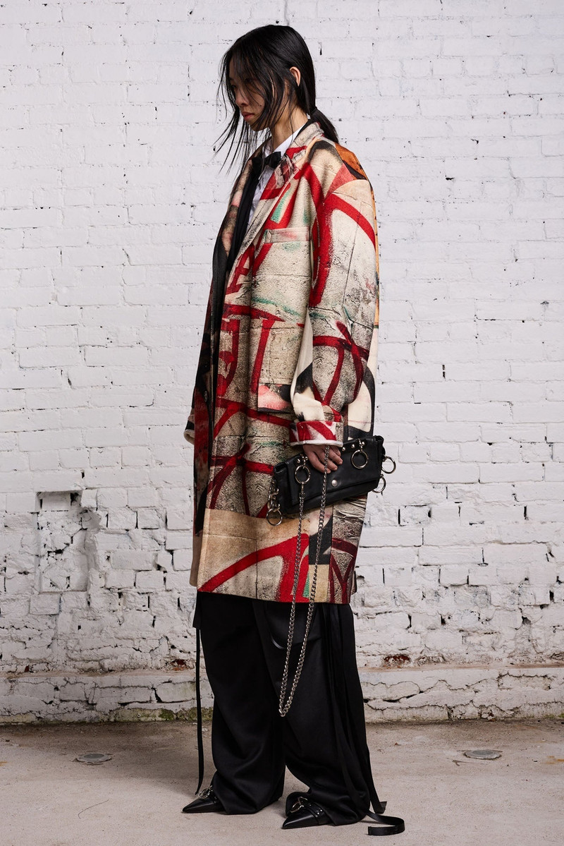 R13 OVERSIZED RAGGED COAT - ABSTRACT PRINT outlook