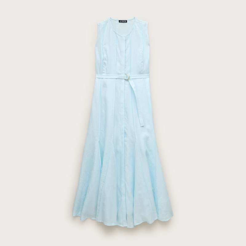 Seamed linen dress with removable belt 1