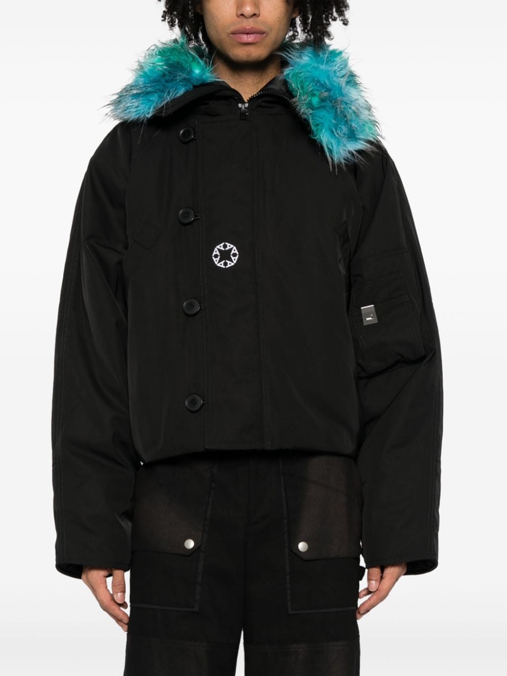 graphic-print padded hooded jacket - 3