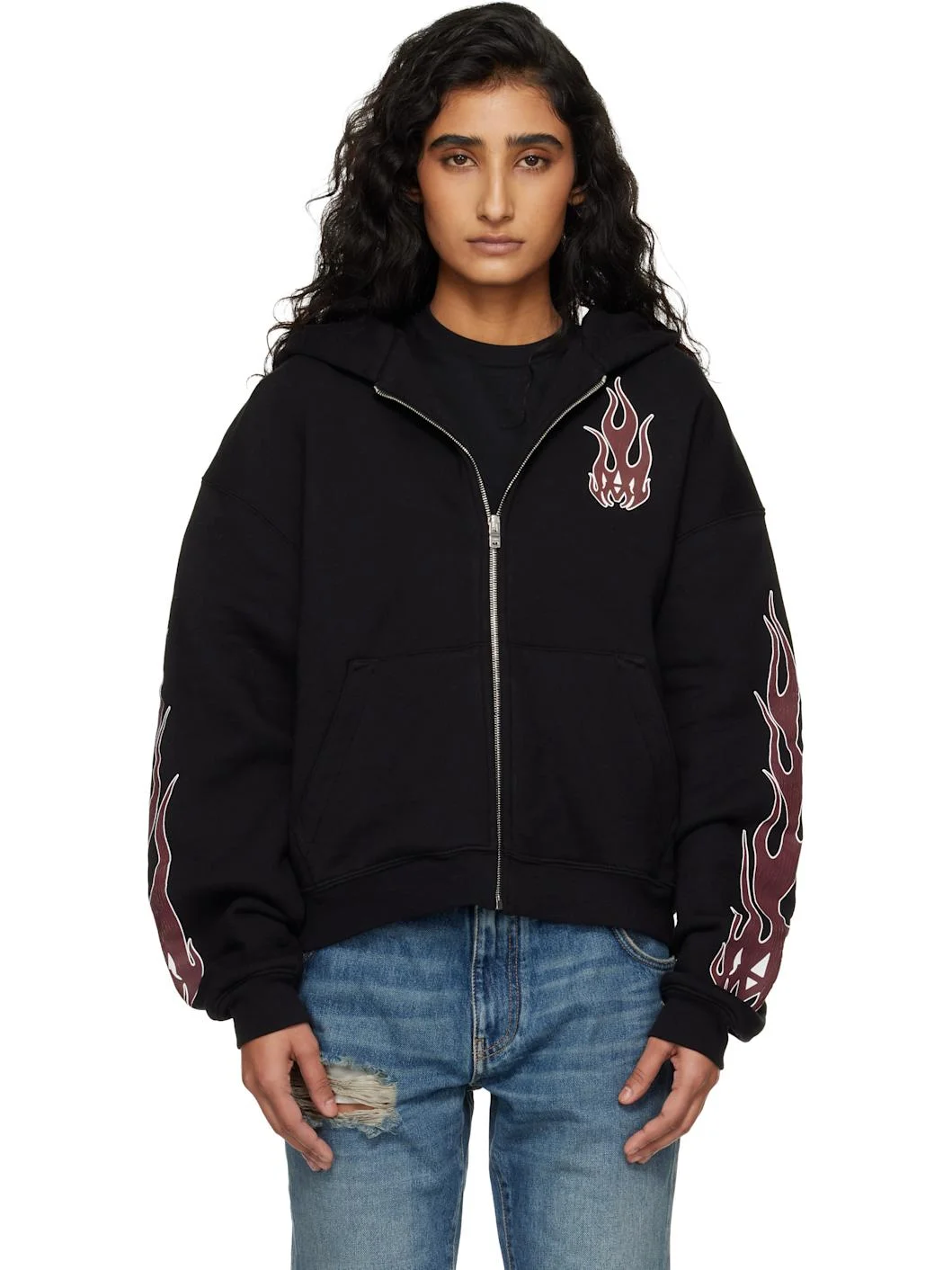 Black Flames Zip Hoodie - 1