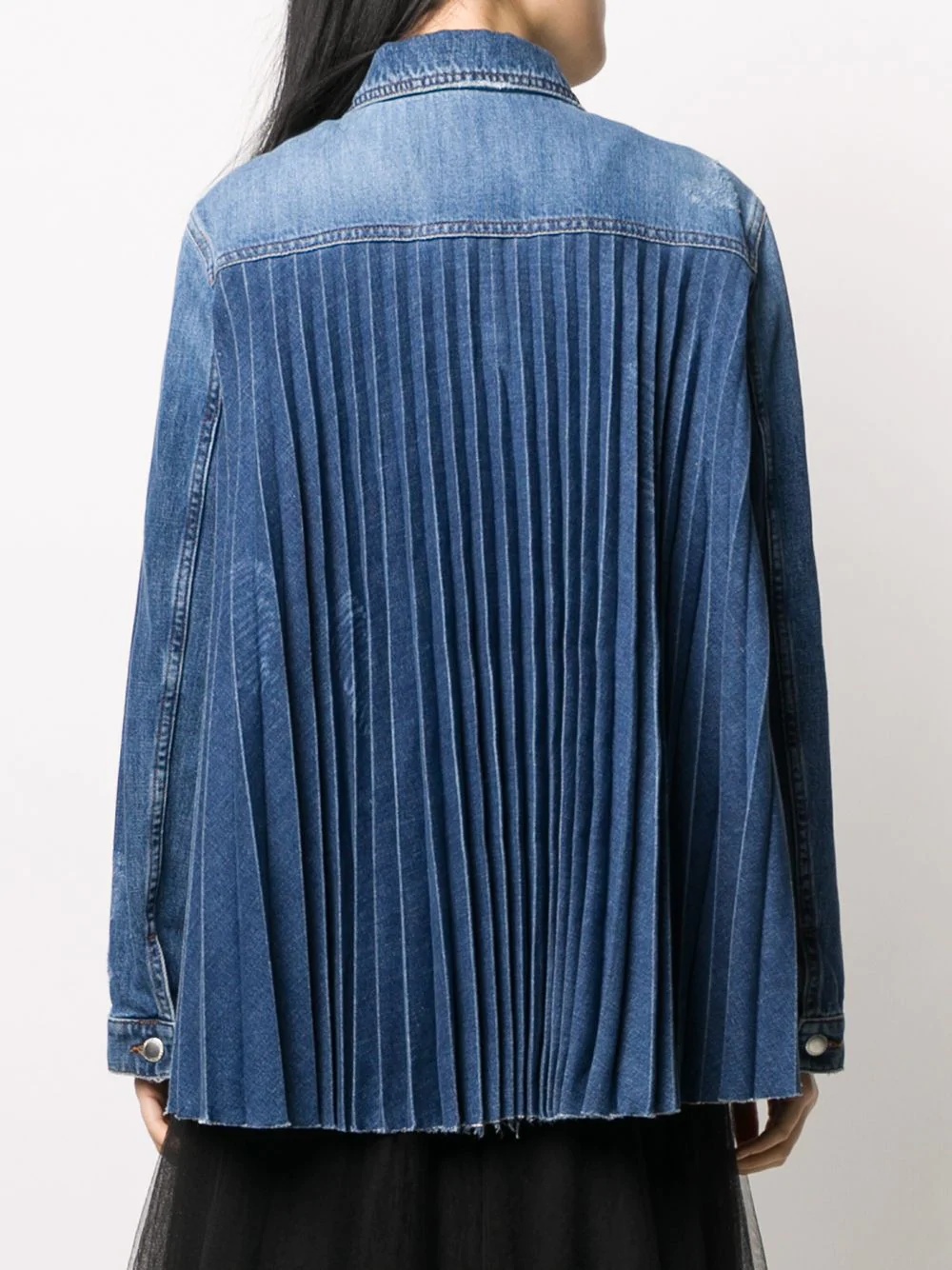 pleated back denim jacket - 4