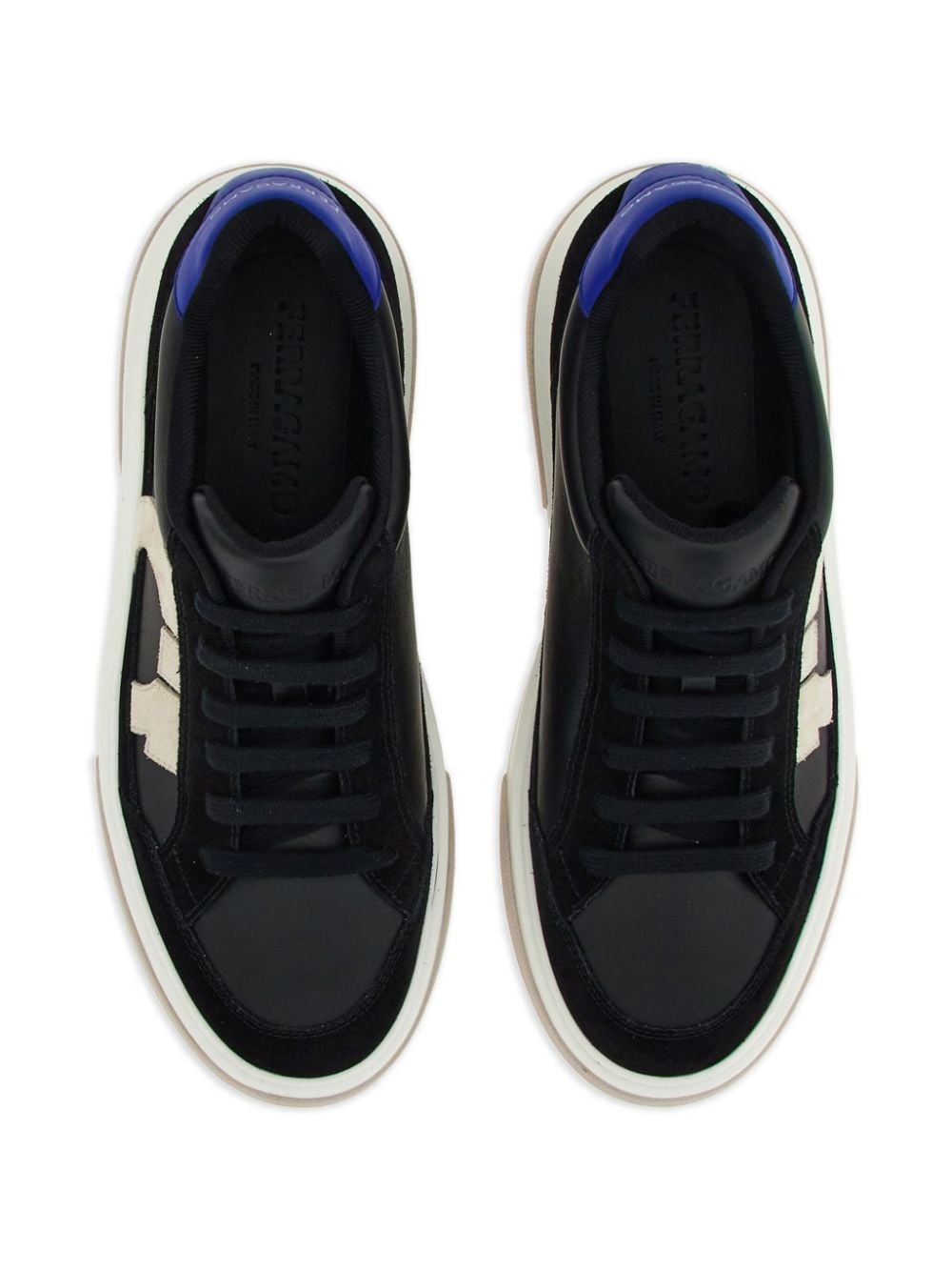 Gancini panelled leather sneakers - 4