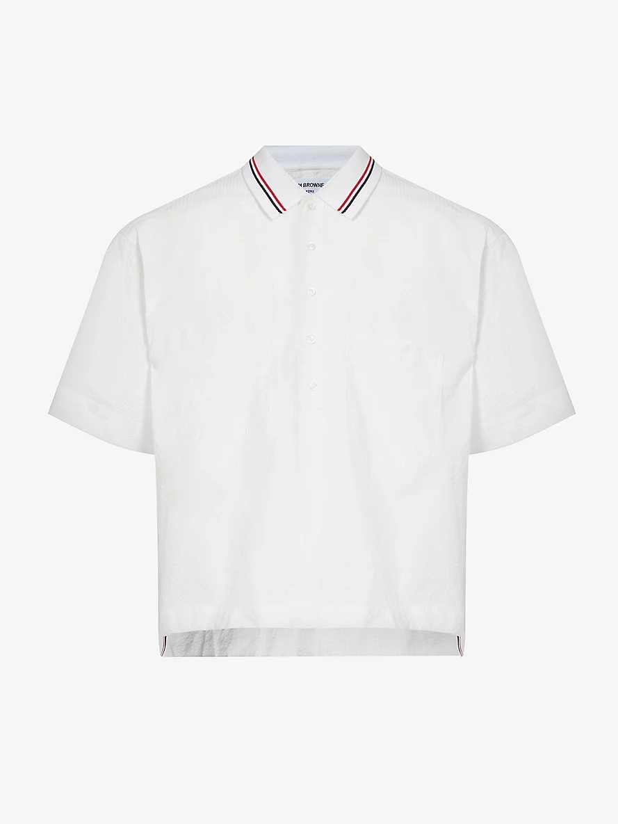 Boxy-fit short-sleeved cotton polo shirt - 1