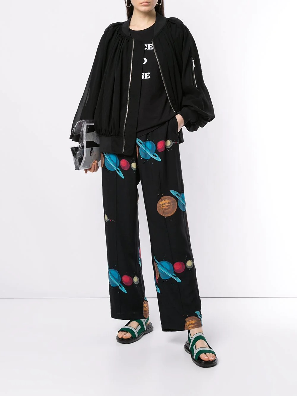 planet print trousers - 2