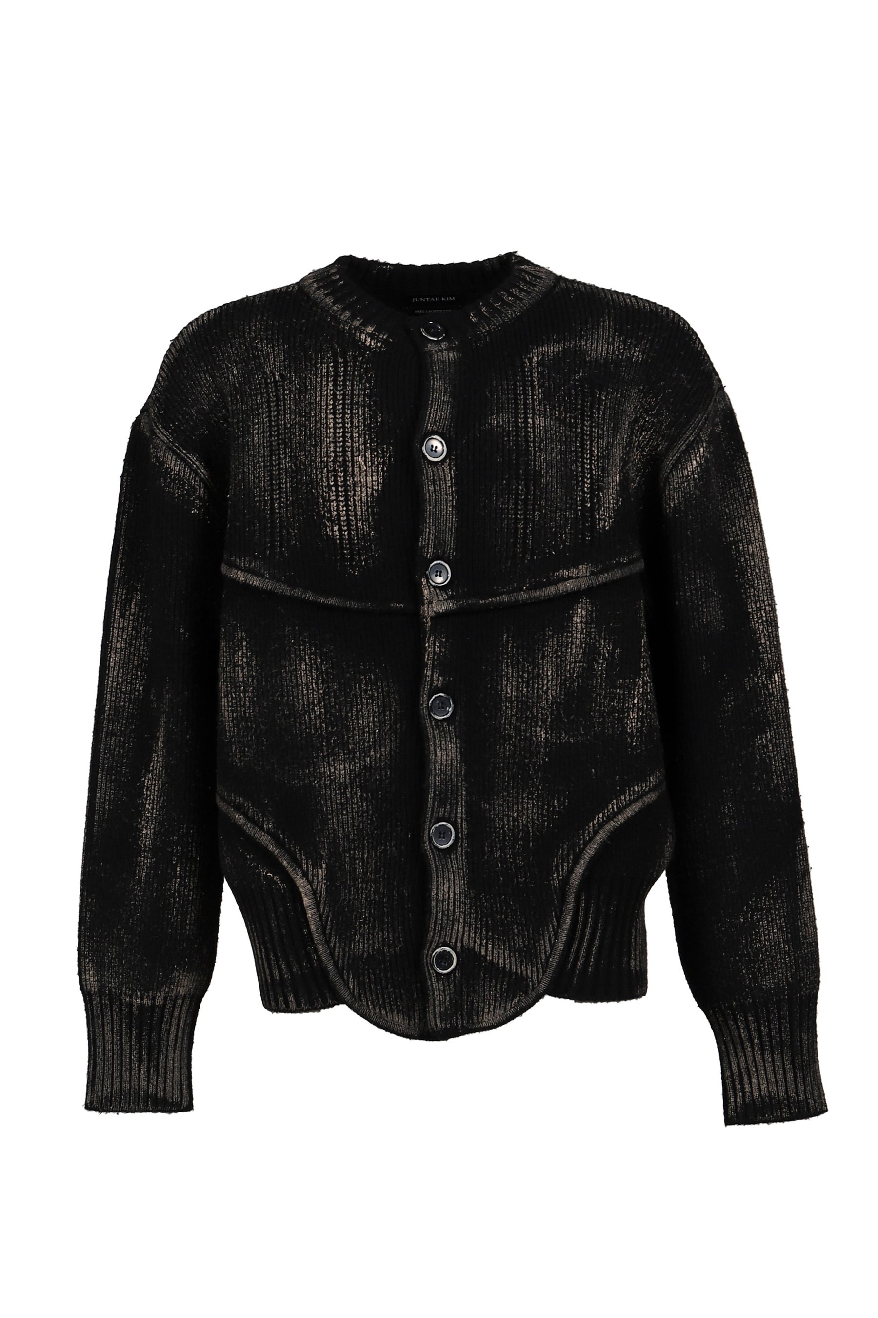 PAINTED CORSET KNIT CARDIGAN / BLK - 5