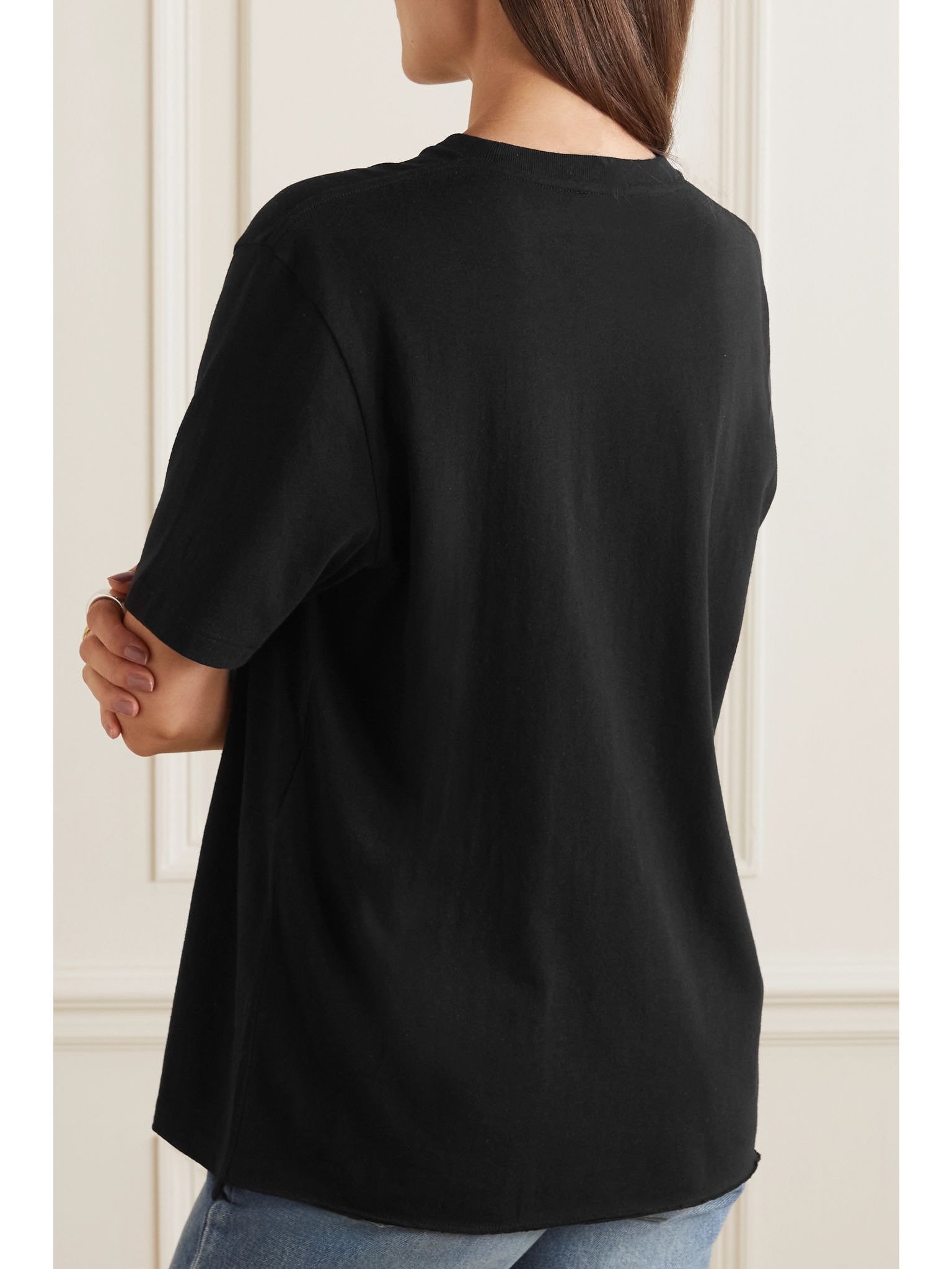 Embroidered cotton T-shirt Black - 4