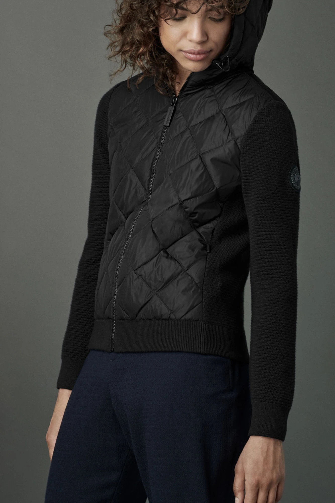 WOMEN'S HYBRIDGE QUILTED KNIT DOWN HOODY BLACK LABEL - 4