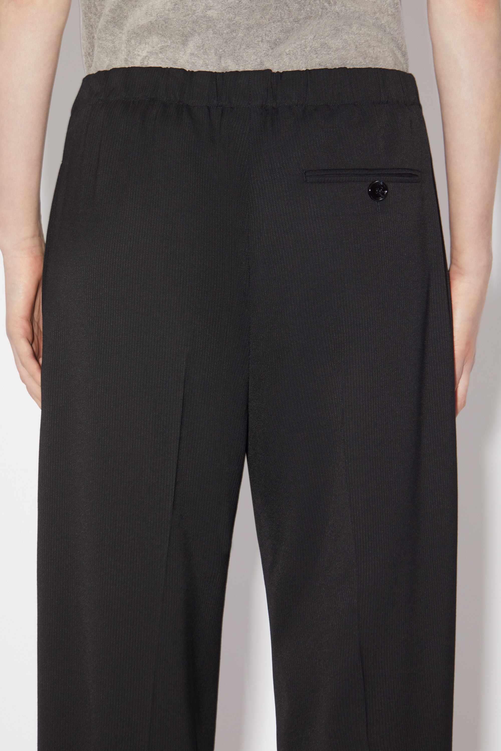 Tailored herringbone trousers - Black - 5