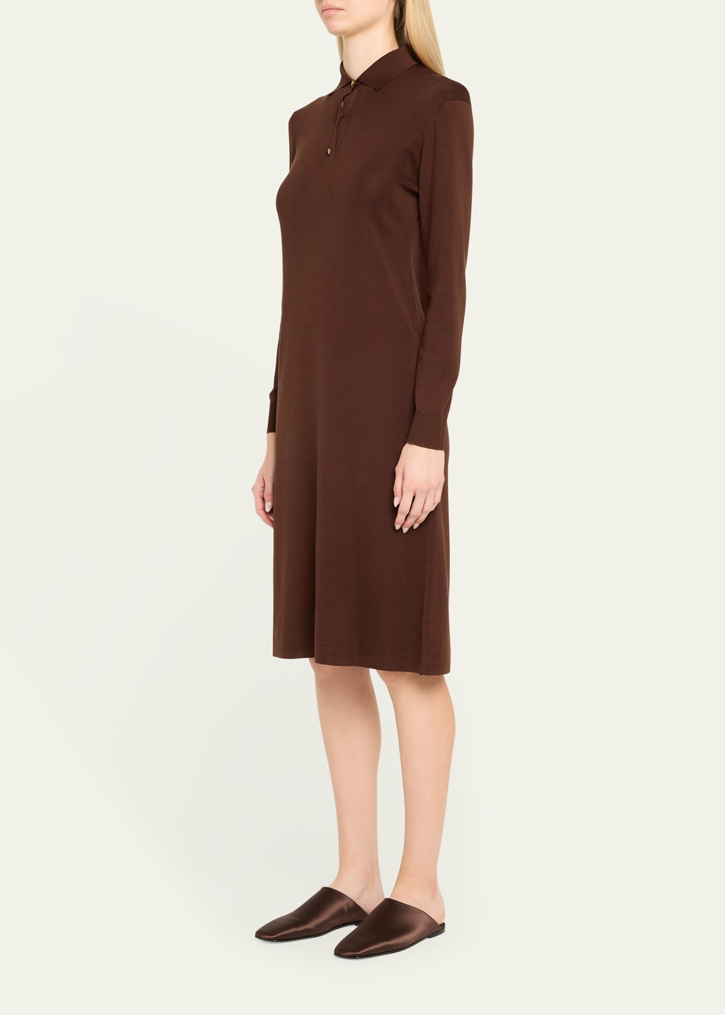 Lyskamm Long-Sleeve Silk Polo Dress - 2