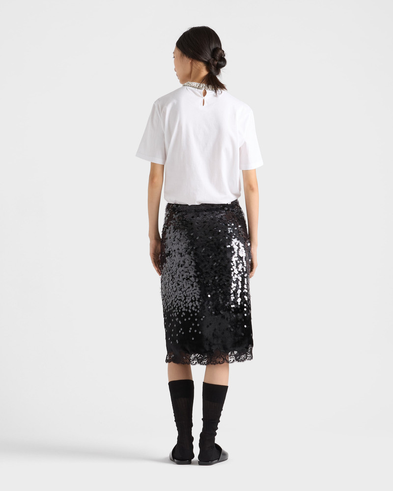 Embroidered velvet midi-skirt 5