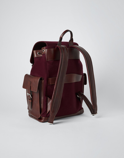 Brunello Cucinelli Burnished calfskin and techno flannel city backpack outlook