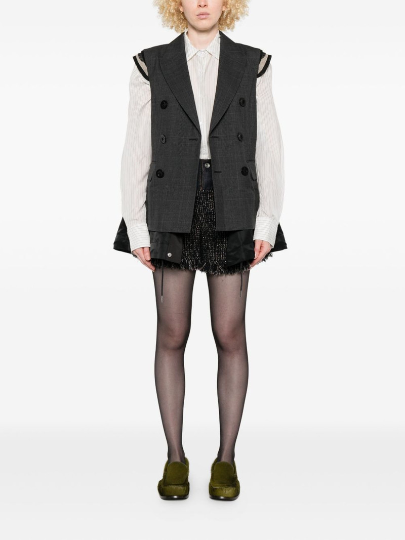 sacai fringed tweed denim shorts outlook