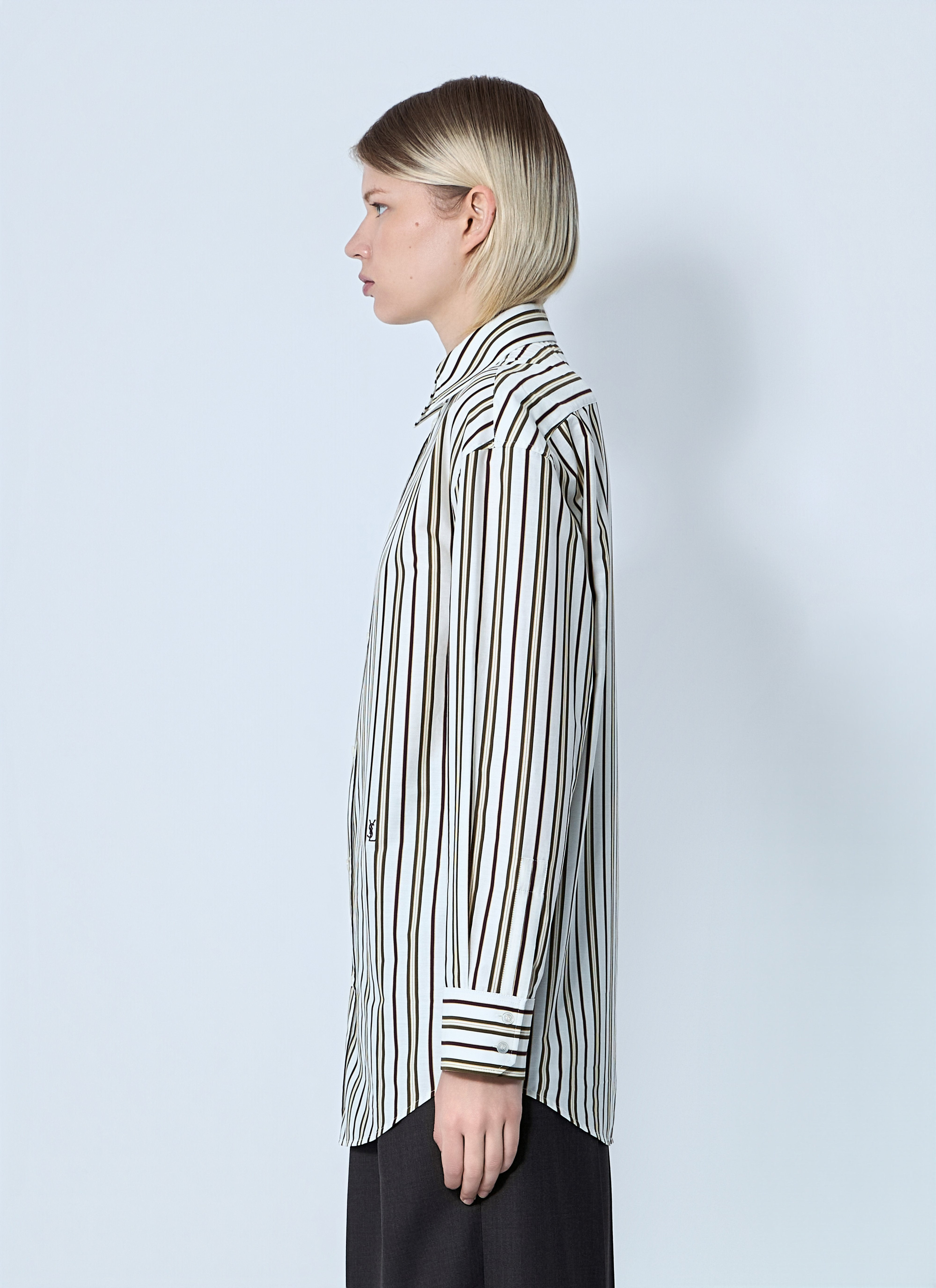 Saint Laurent Women Striped Button-Down Shirt - 3
