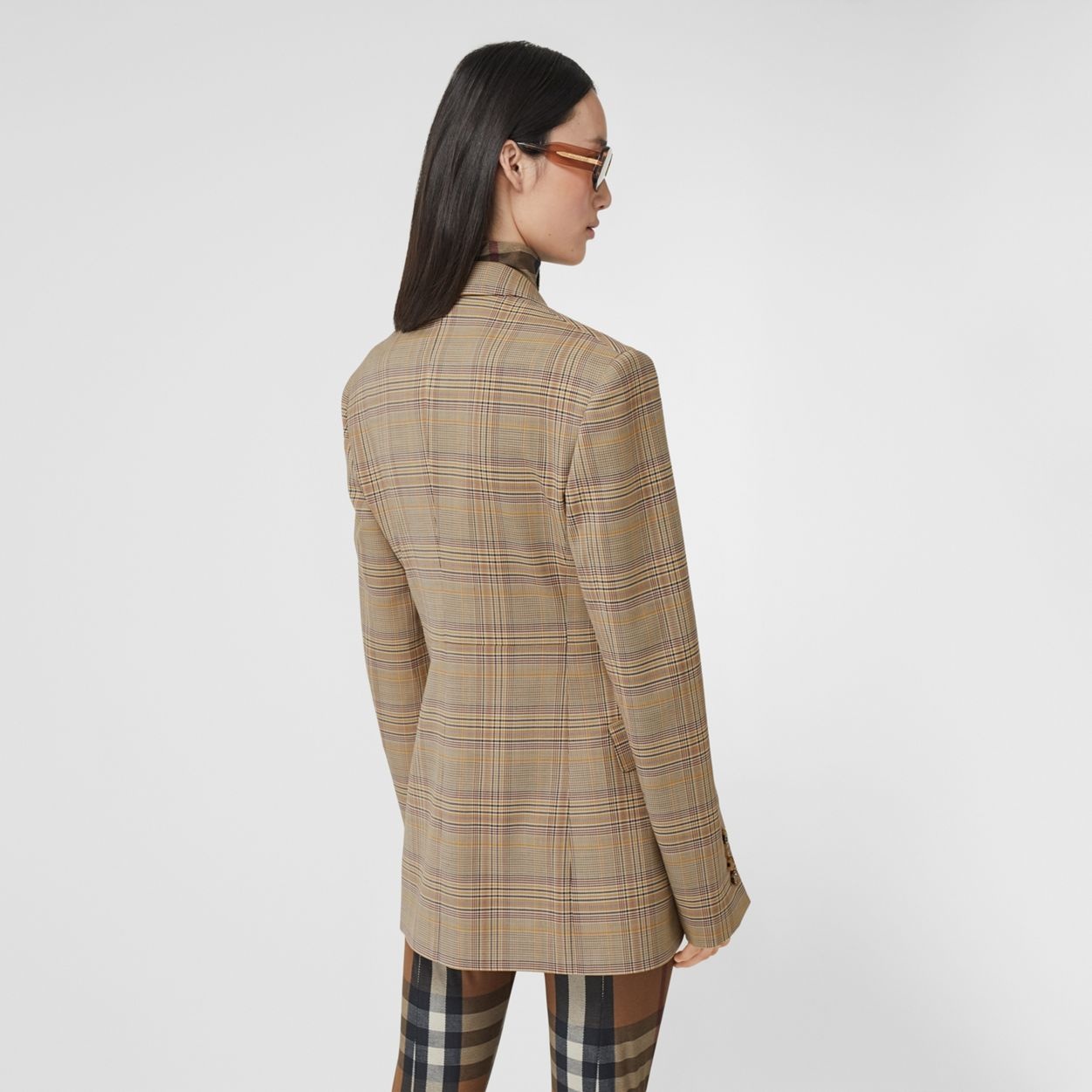 Check Wool Oversized Tailored Jacket - 4