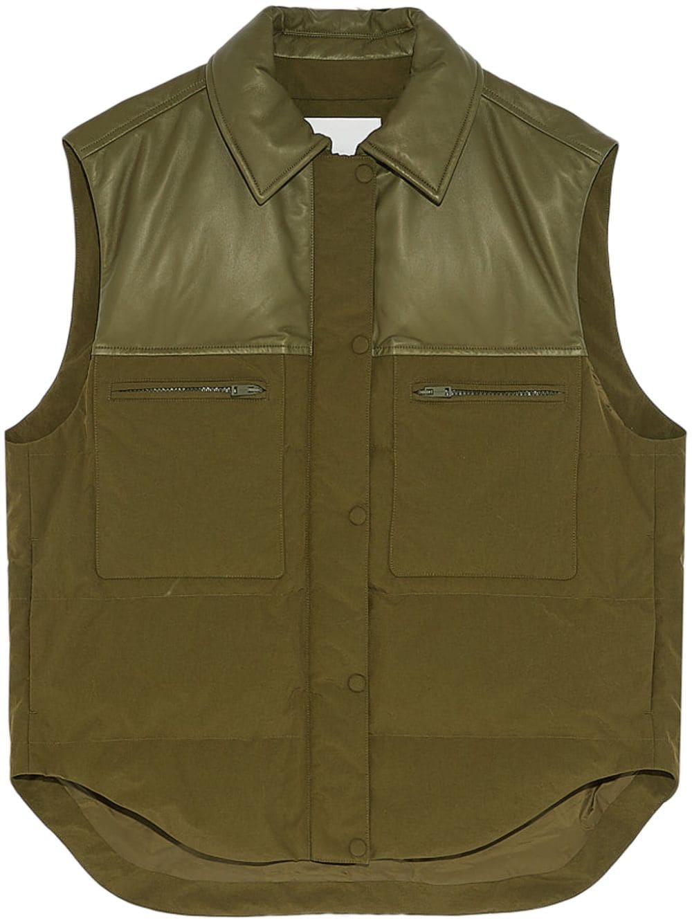 leather-panels down gilet - 1