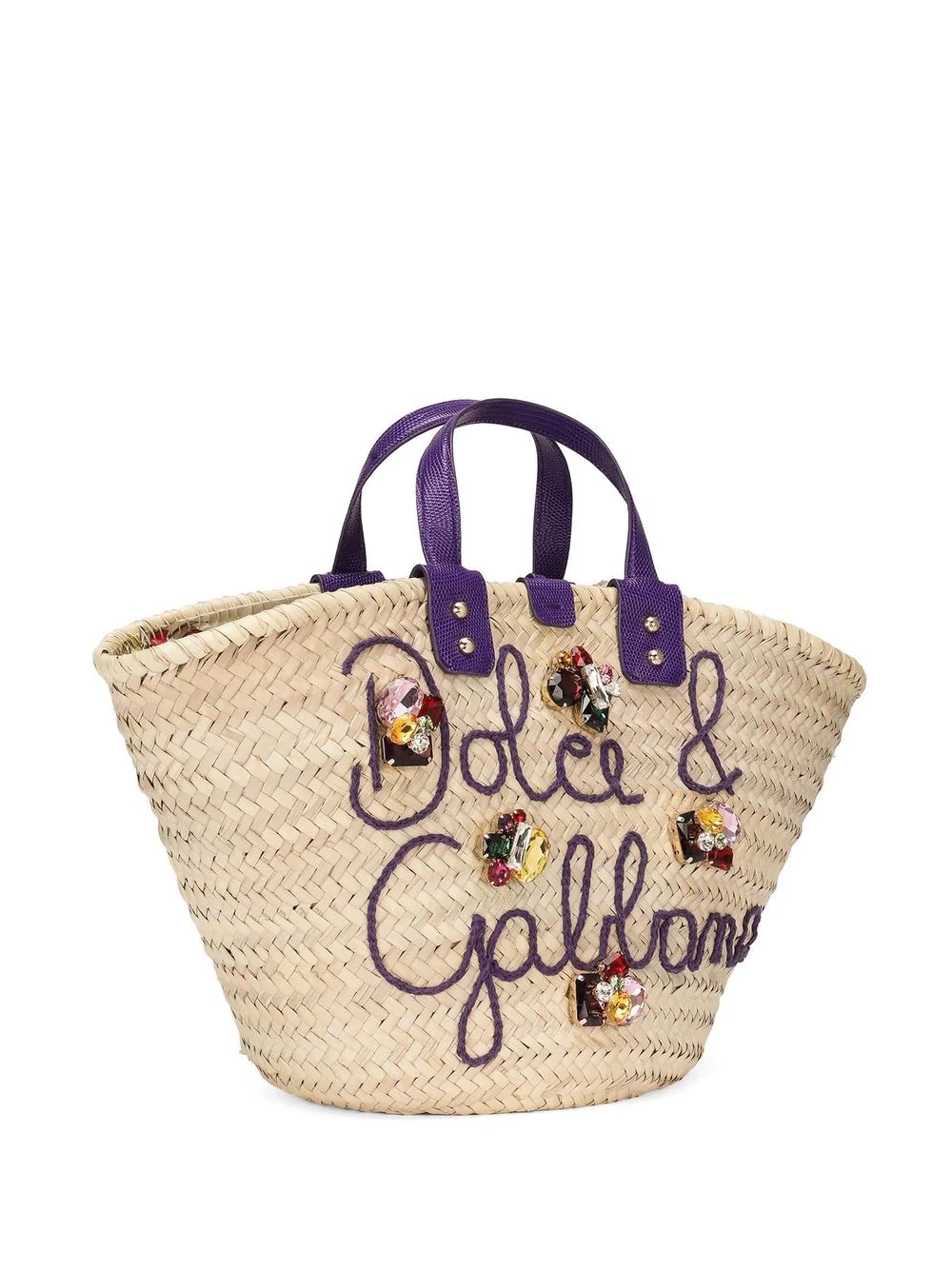 logo-embroidered raffia tote bag - 3