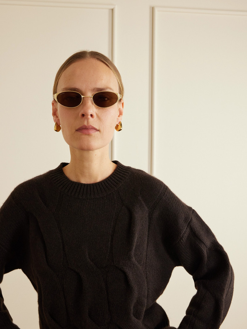 Cartier Panthère De Cartier Oval-frame Gold-tone Sunglasses outlook