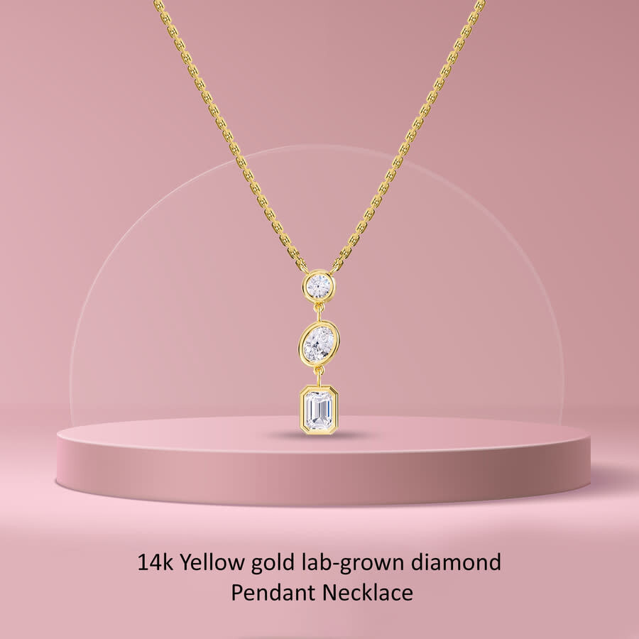 Diamond2Deal - Diamond2Deal 14k Yellow Gold 2.25 Ct Multi Shape Lab Grown Diamond Pendant Necklace 18" Chain VVS-VS - 4