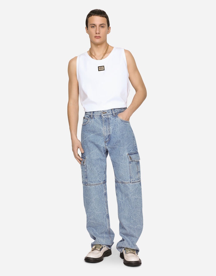 Oversize light blue wash jeans - 1