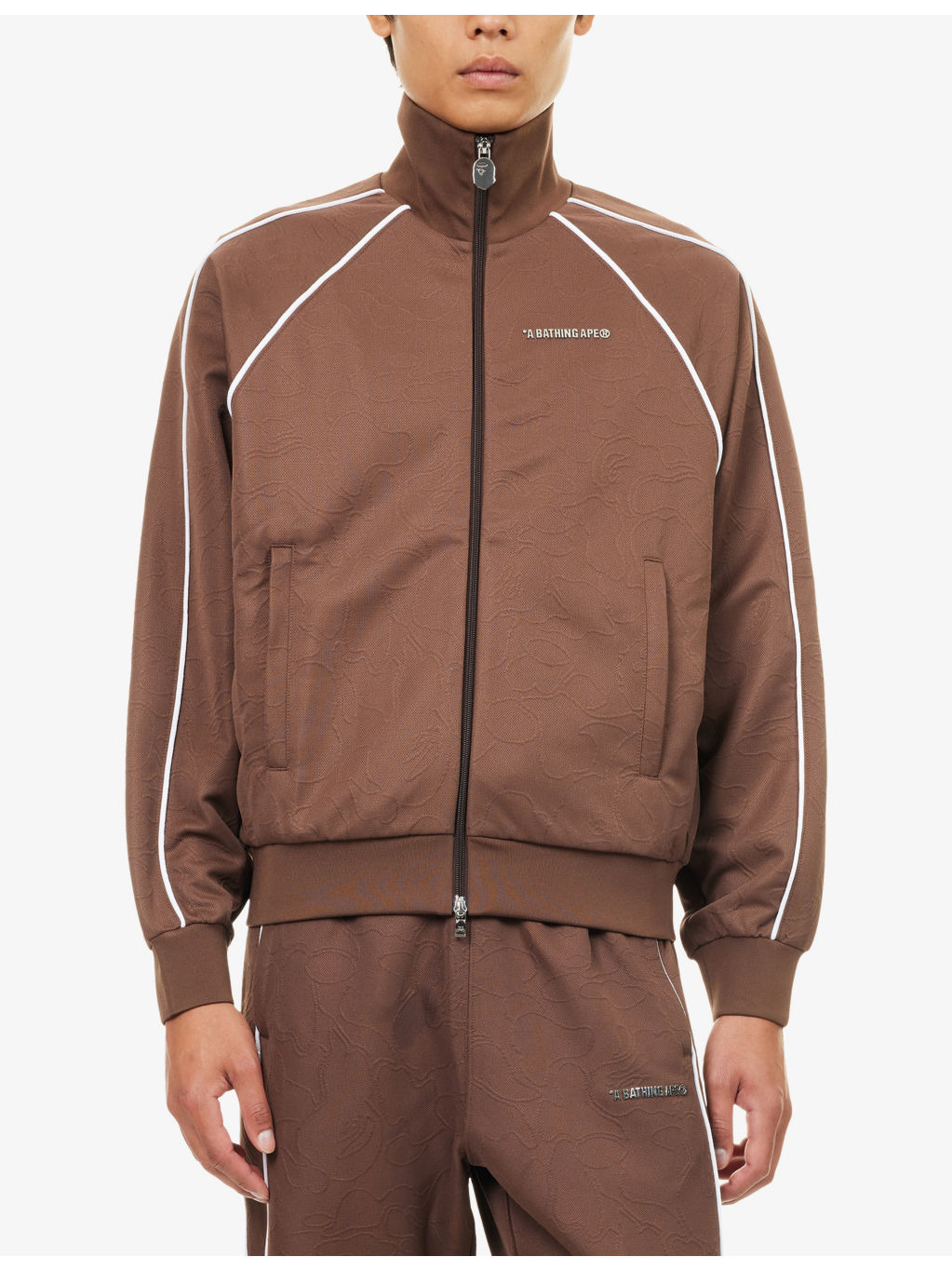 Line Camo Logo-Plaque Woven Track Jacket - 3