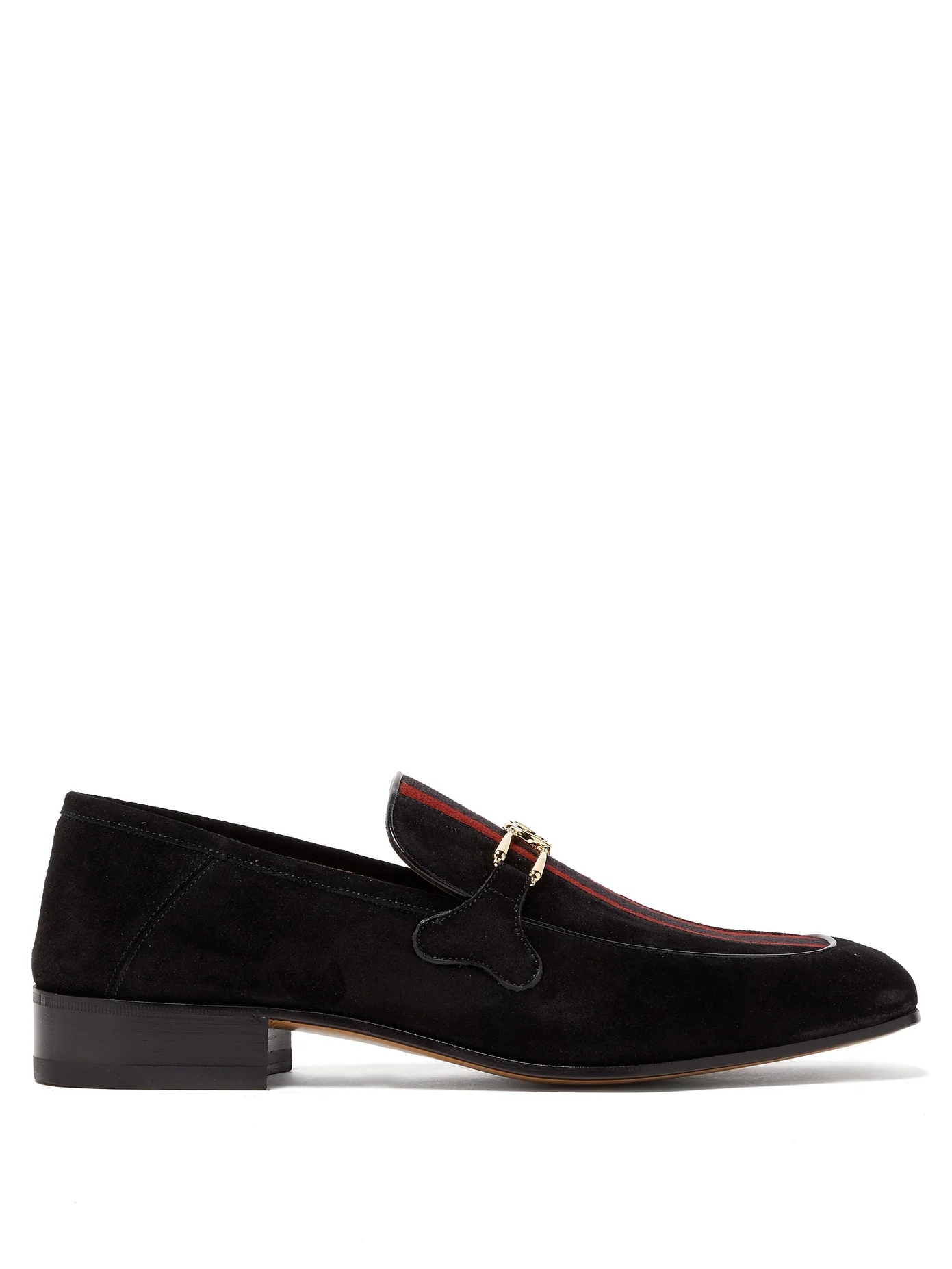 Phyllis Web-stripe suede loafers - 1