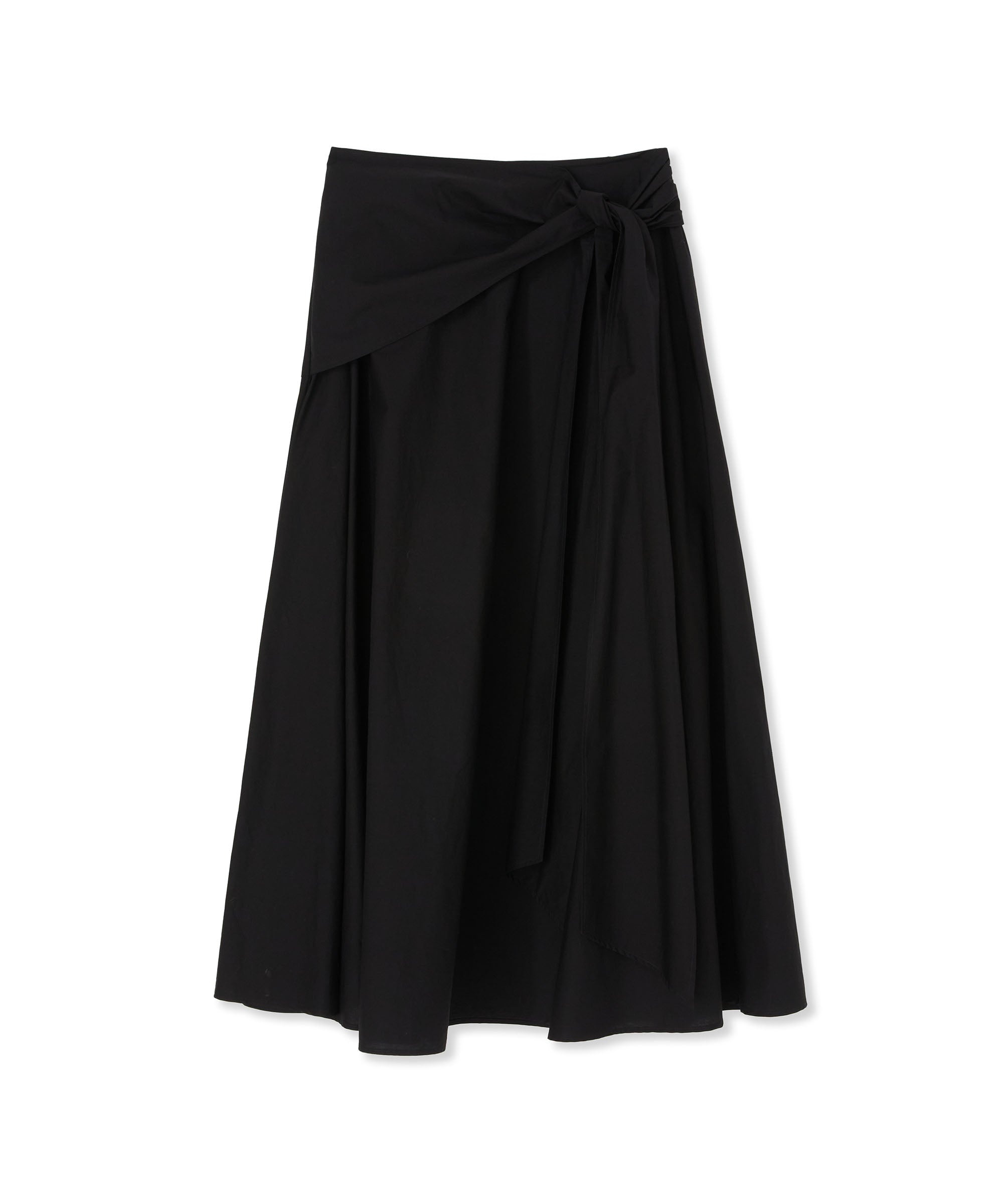 Roomy poplin long skirt with bow - 1