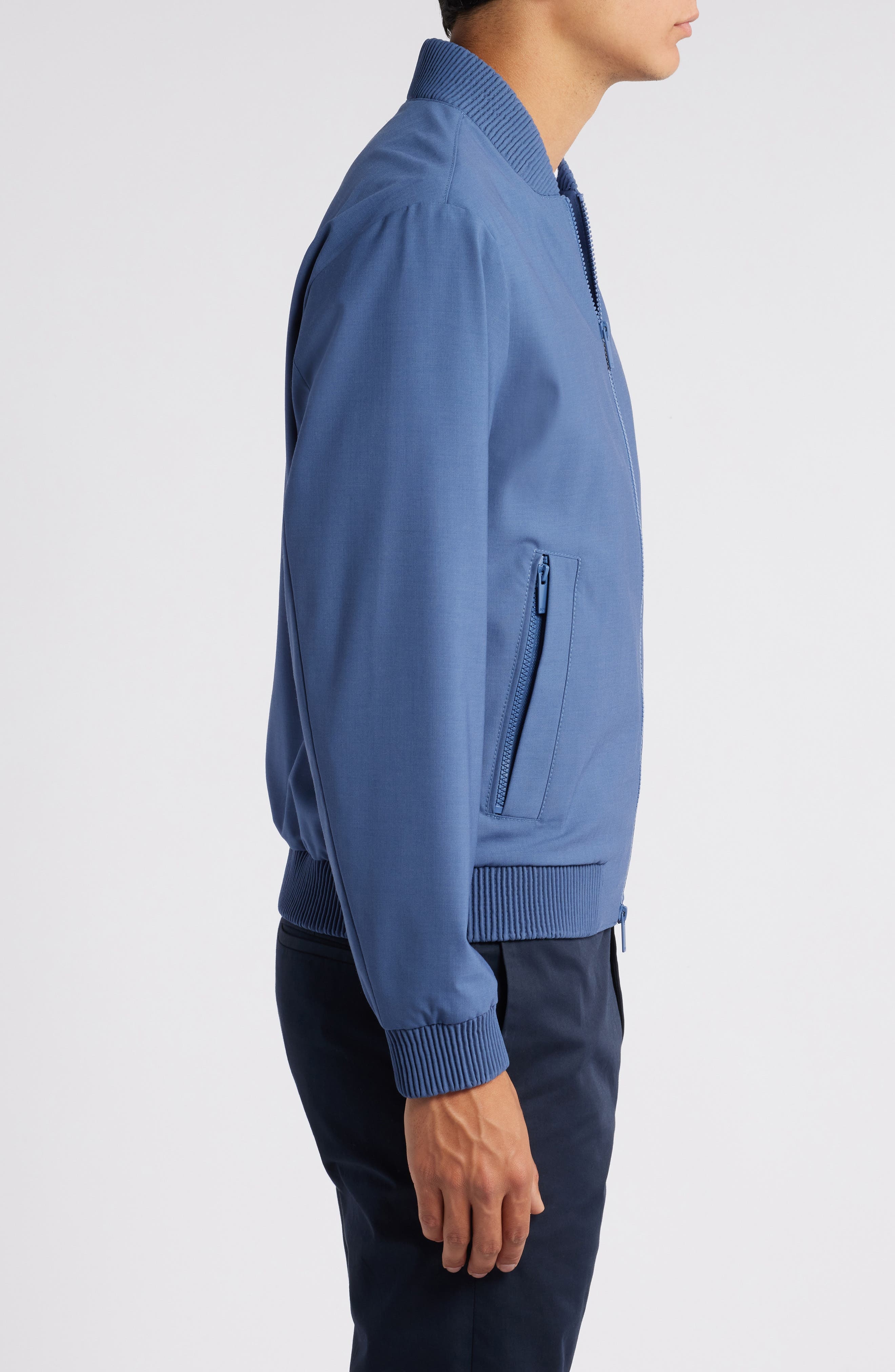 BOSS Hanry Stretch Virgin Wool Blend Jacket in Navy at Nordstrom - 3