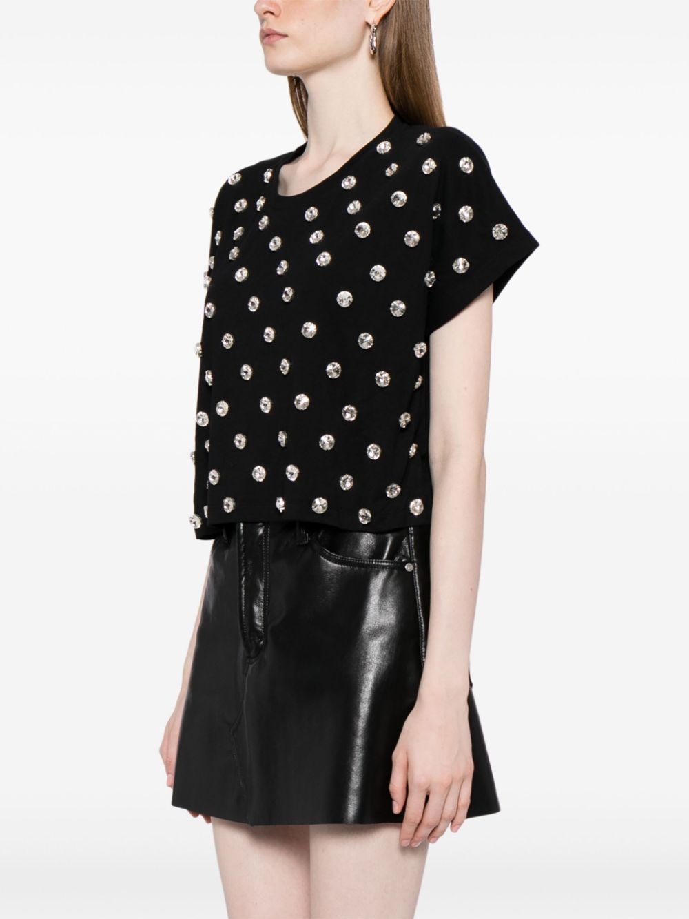 crystal-embellished cotton T-shirt - 3