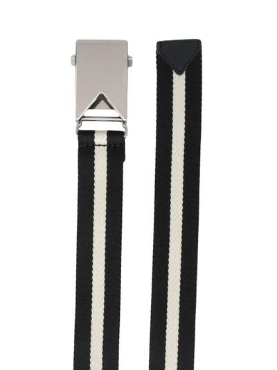 Bottega Veneta slide buckle striped belt outlook