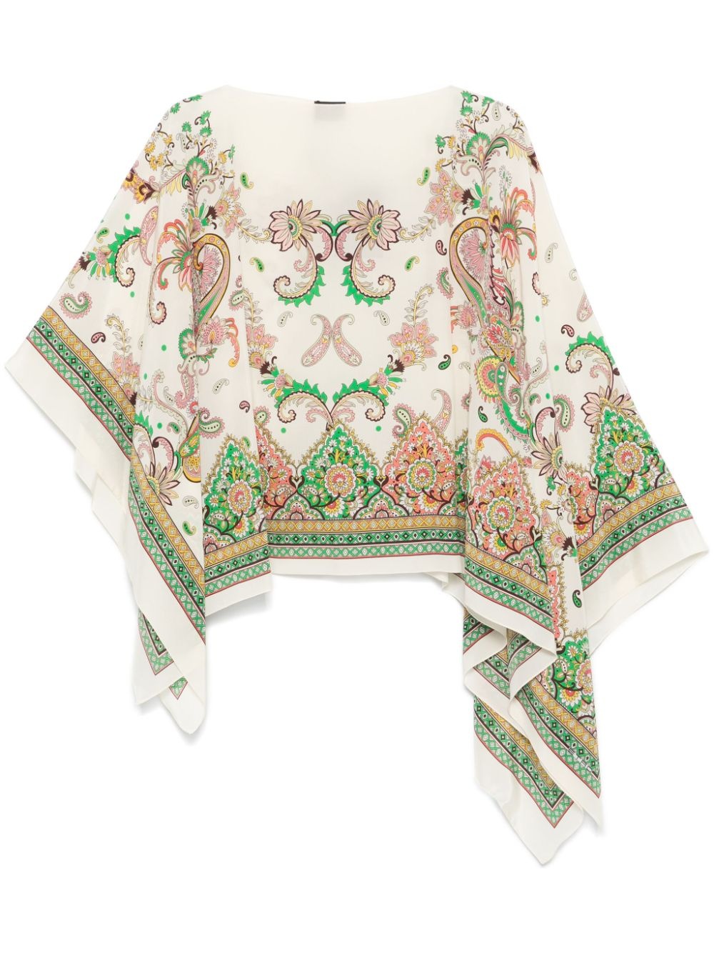 paisley-print silk poncho - 1