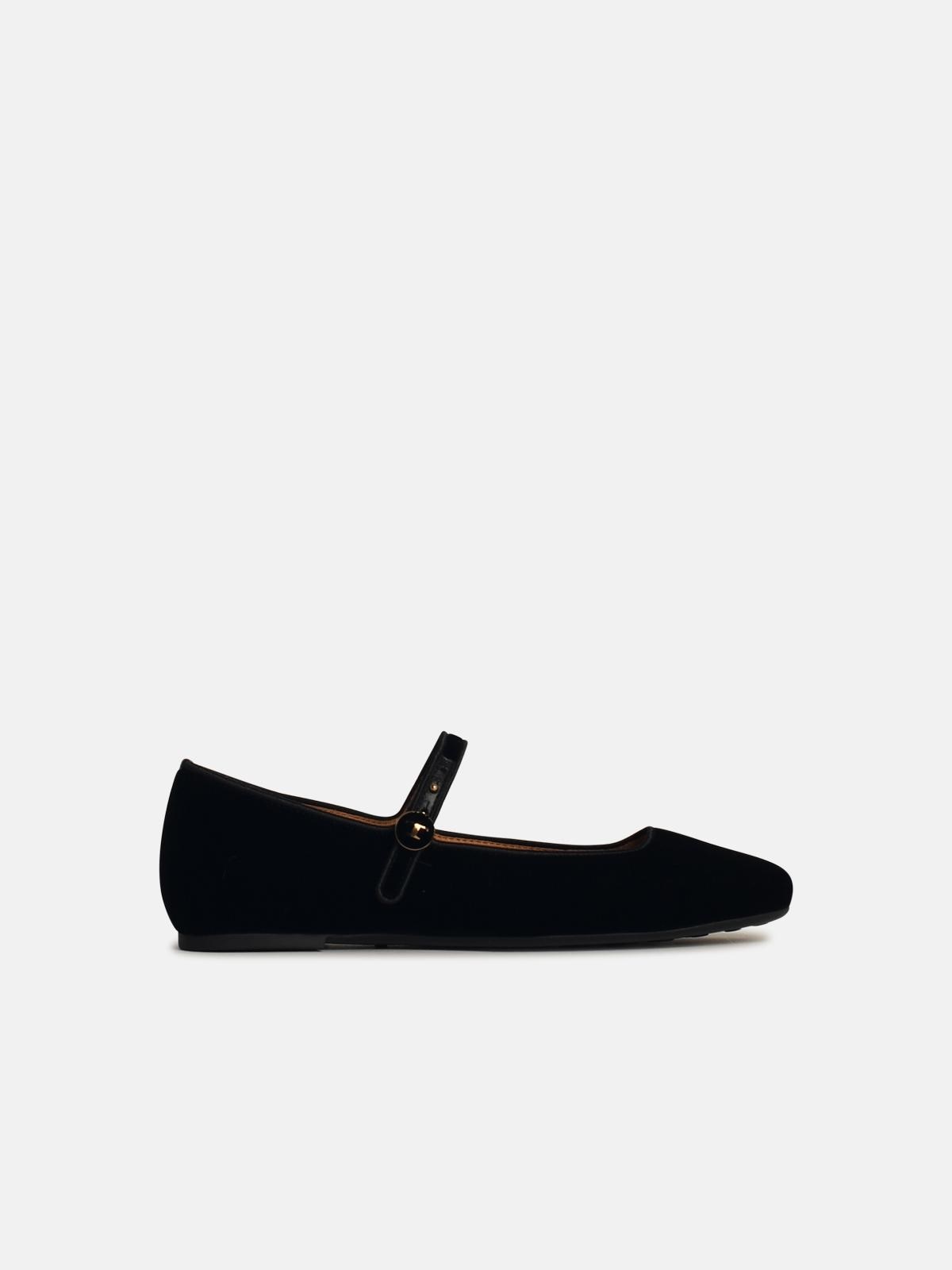 BLACK VELVET BALLET FLATS - 1