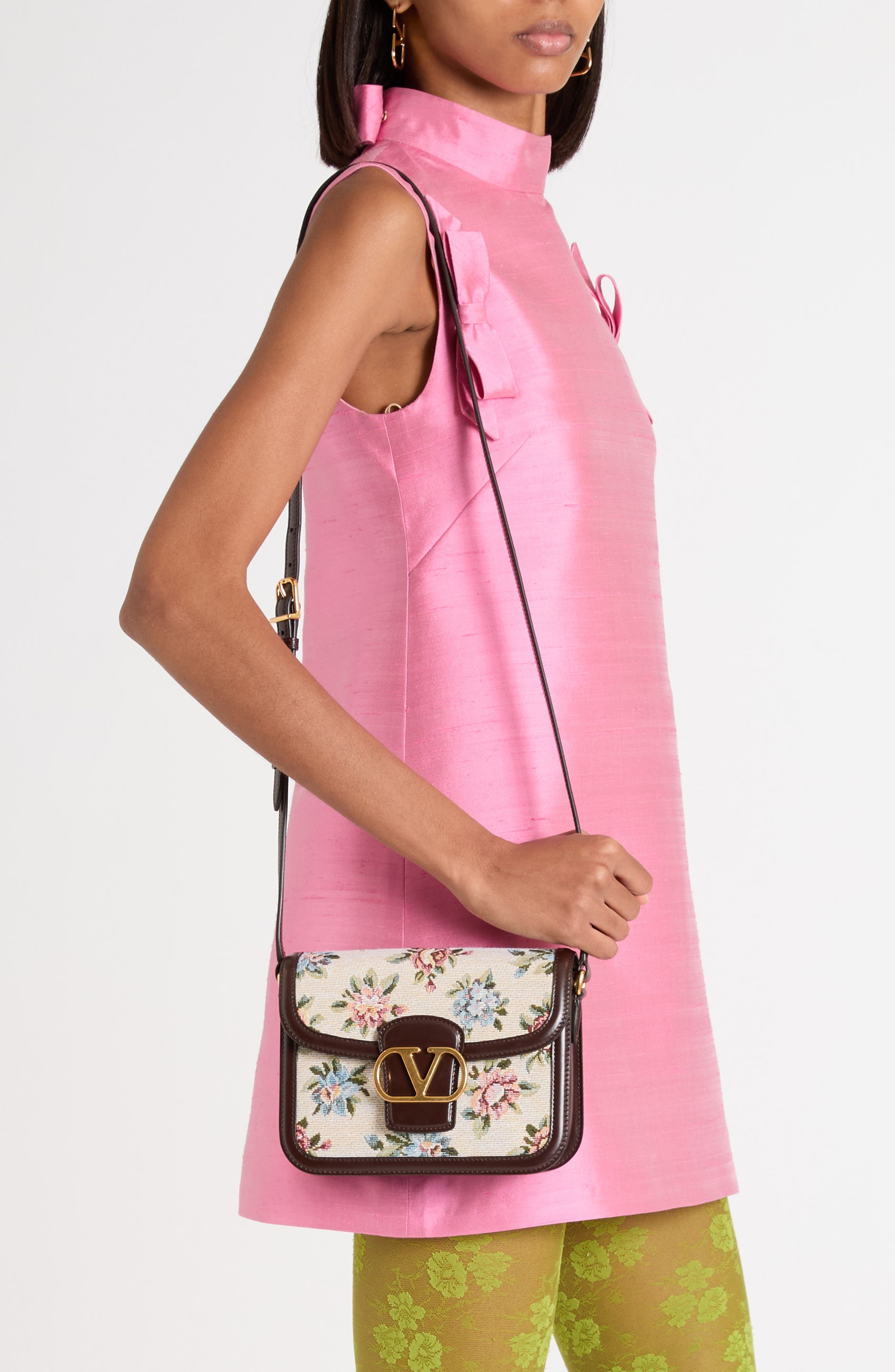 Valentino Garavani 9TO5 Papier Floral Jacquard Shoulder Bag in Multicolor/Oak Brown at Nordstrom - 2