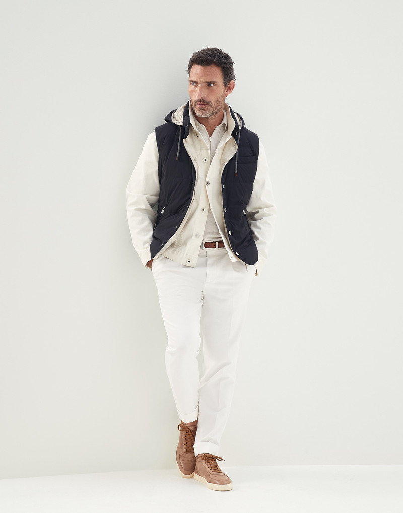 Brunello Cucinelli Bonded nylon down vest with detachable hood outlook