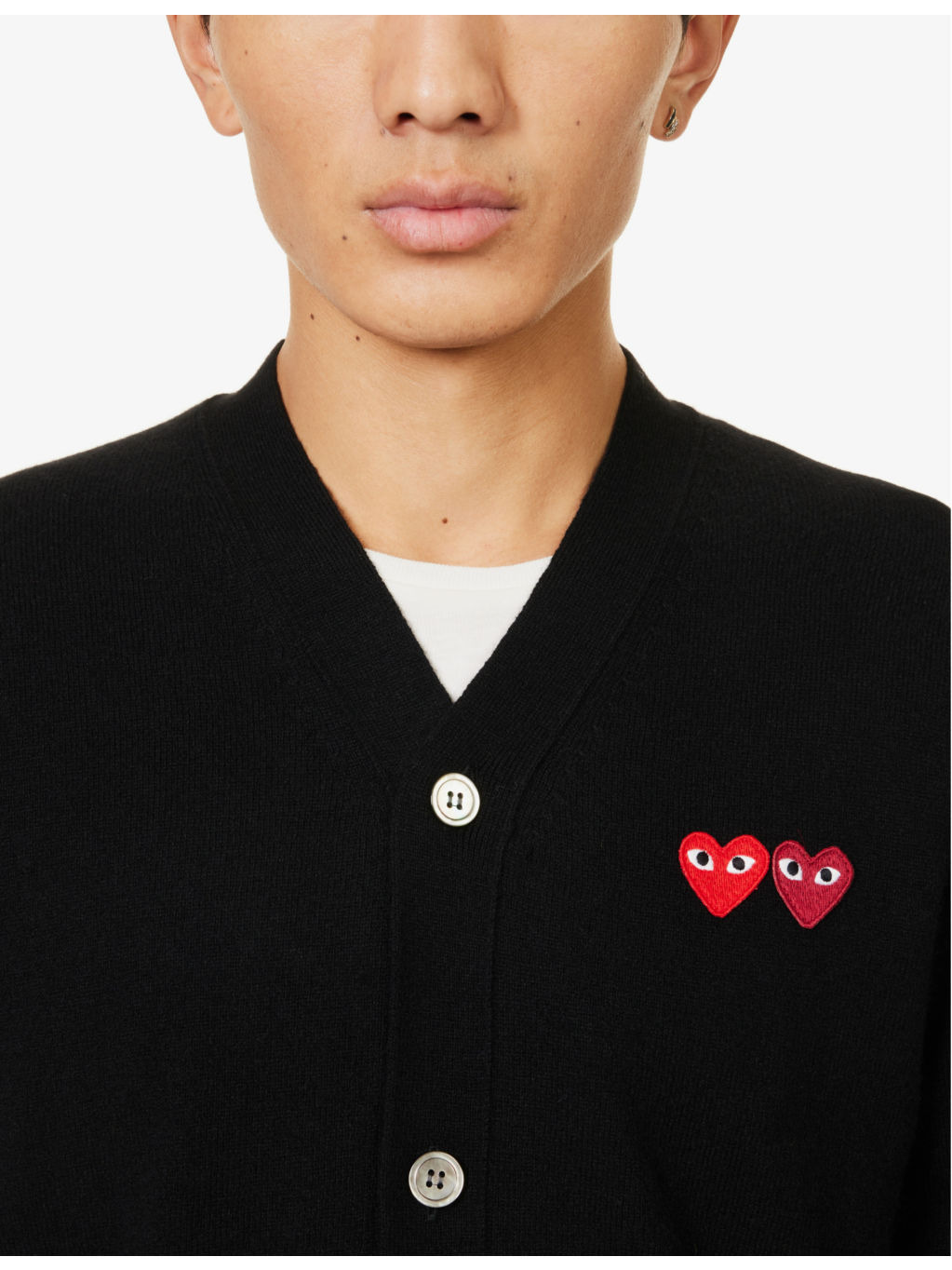 Logo-embroidered V-neck wool-knit cardigan - 5