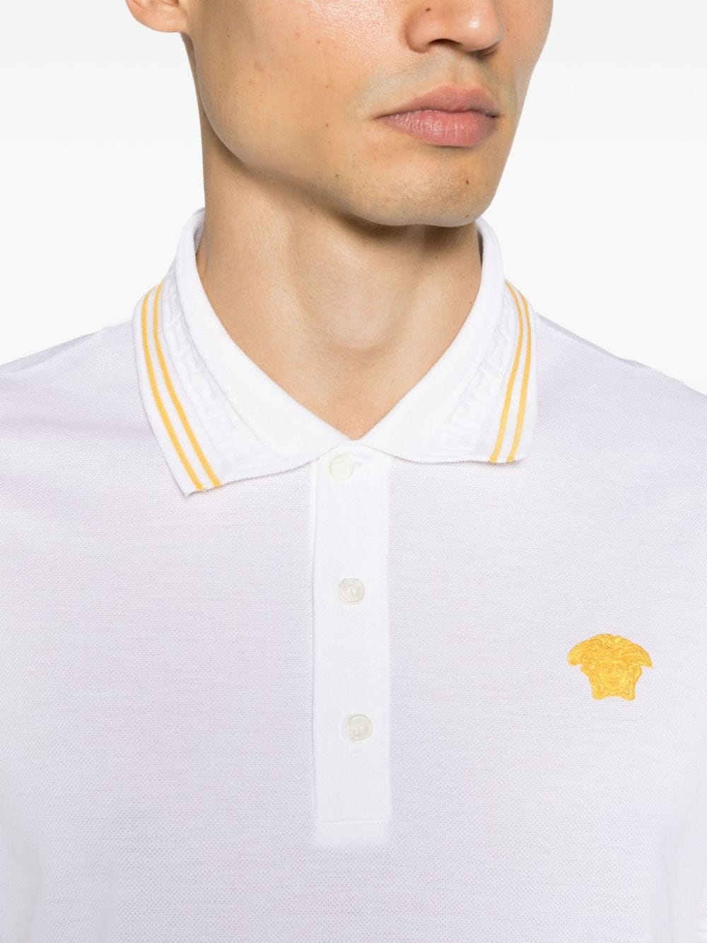 Medusa Head-embroidered cotton polo shirt - 5